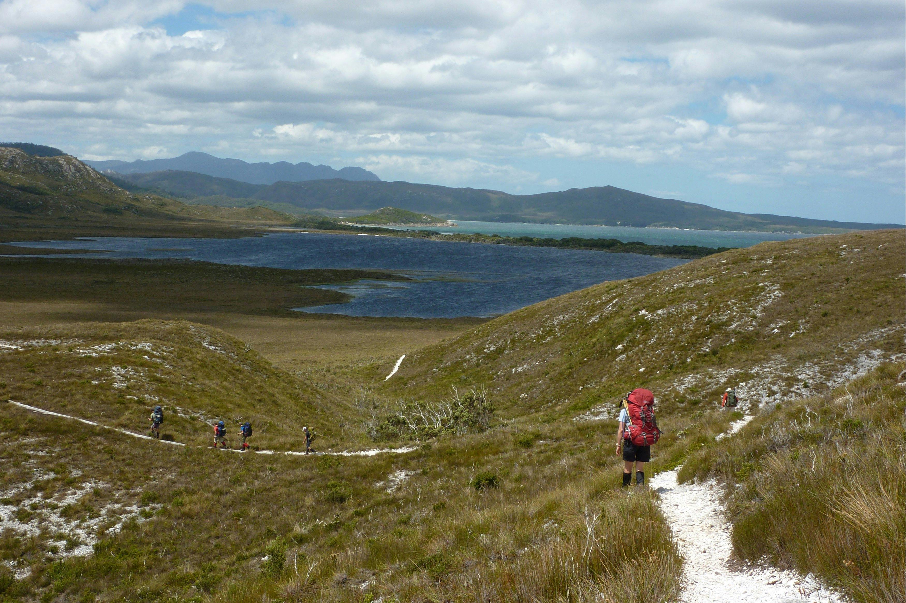 Walking along the South Coast Track in Tasmania
