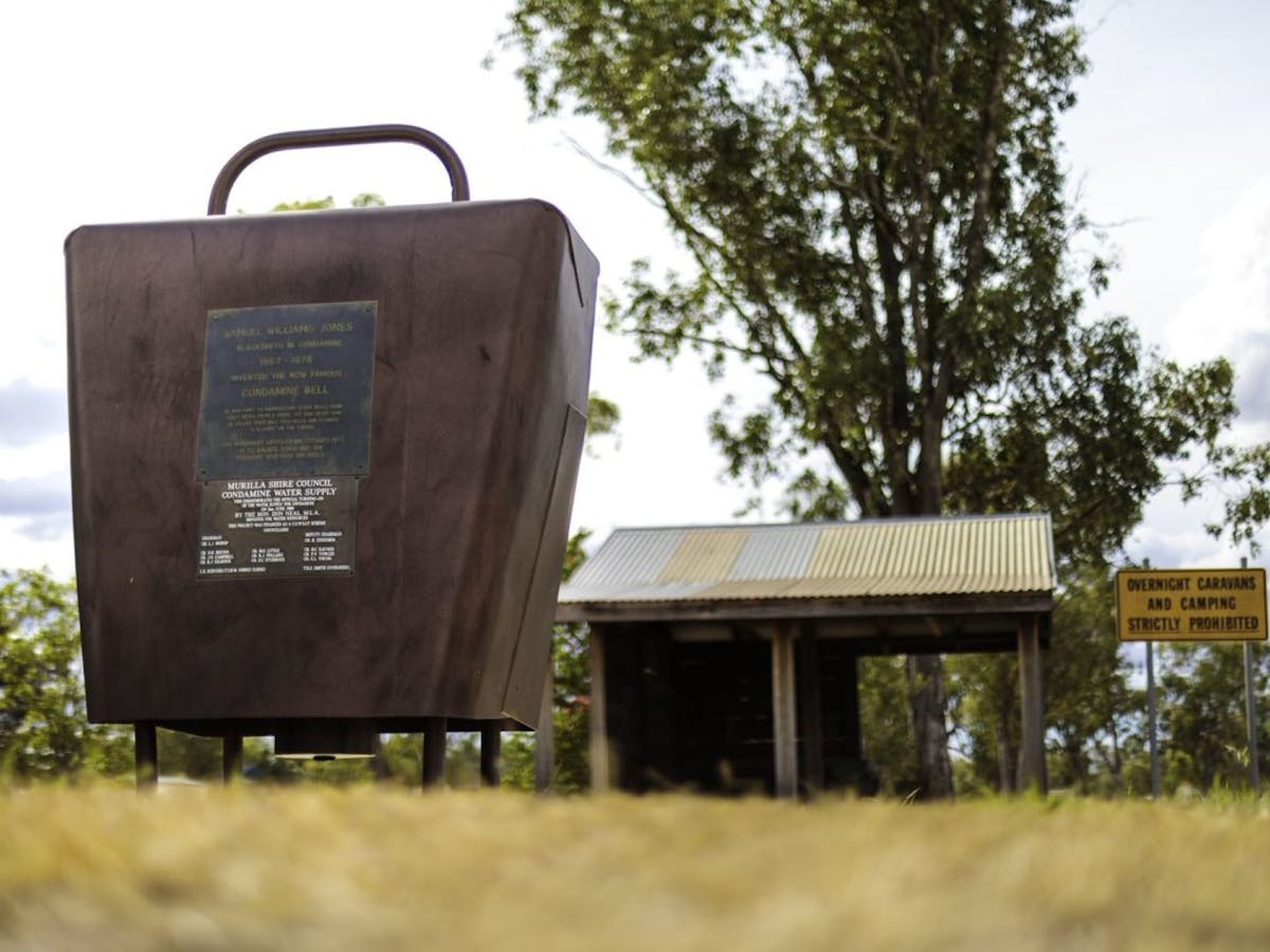 Park in Condamine housing a replica of the historical condamine Bell Park in Condamine housing a replica of the historical condamine Bell
