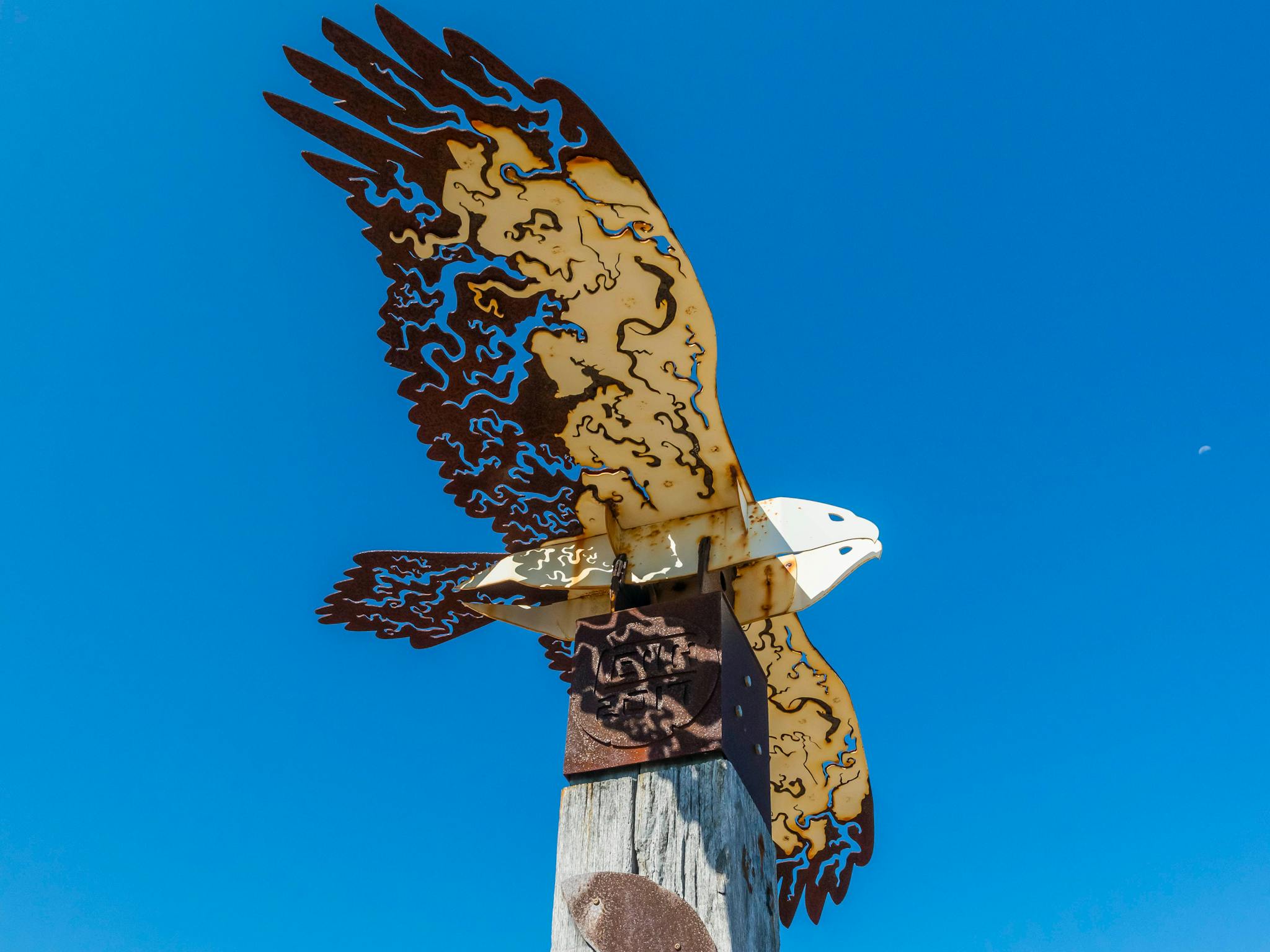 sea eagle made of timber and metal
