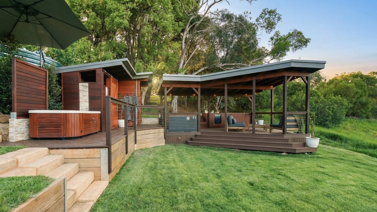 Outdoor spa and relaxation deck at The Range Holistic Spa and Wellness, Montville Sunshine Coast