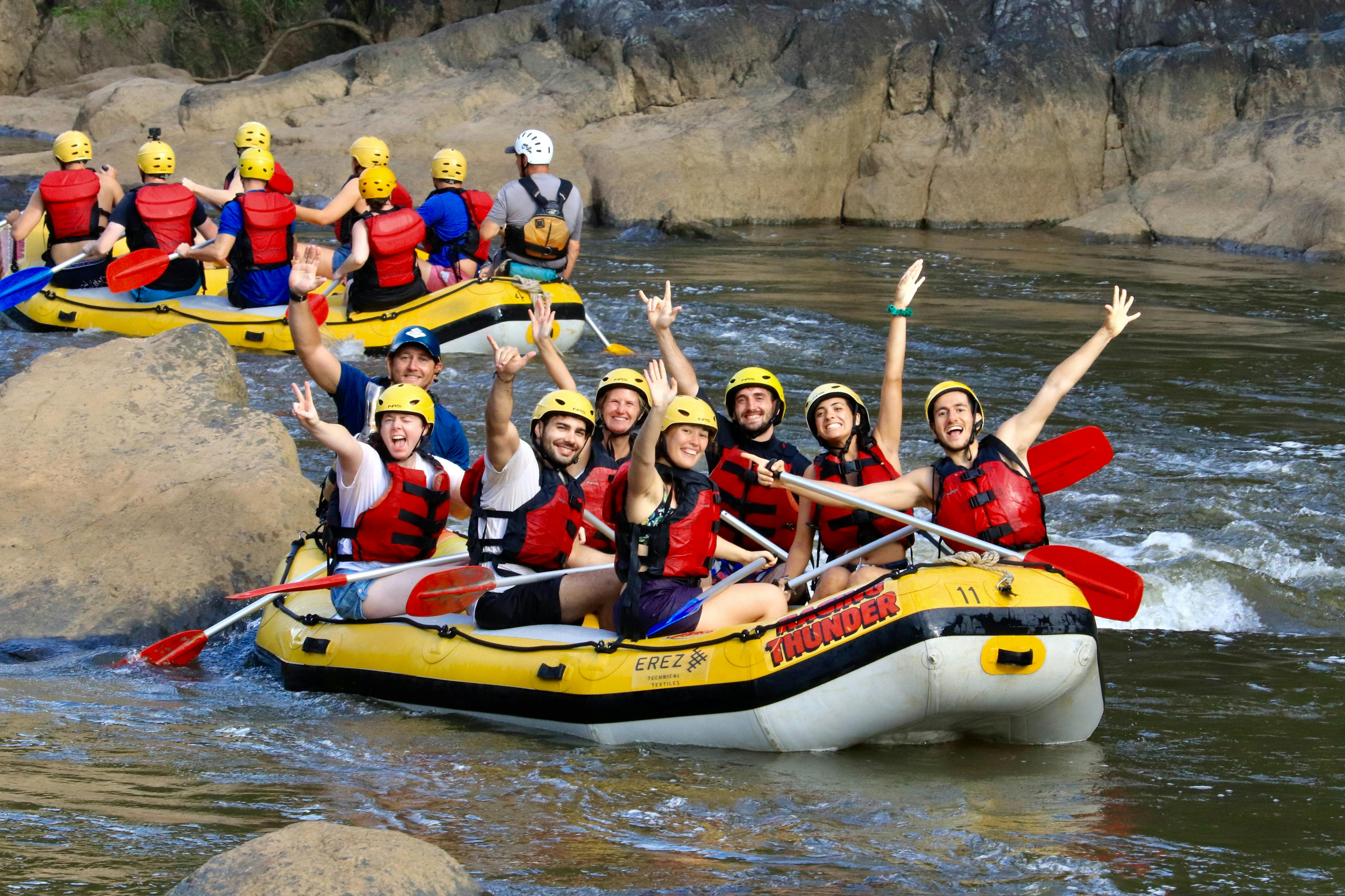 Group Shot Excited To Go White Water Rafting on the Barron River in Tropical North Queensland