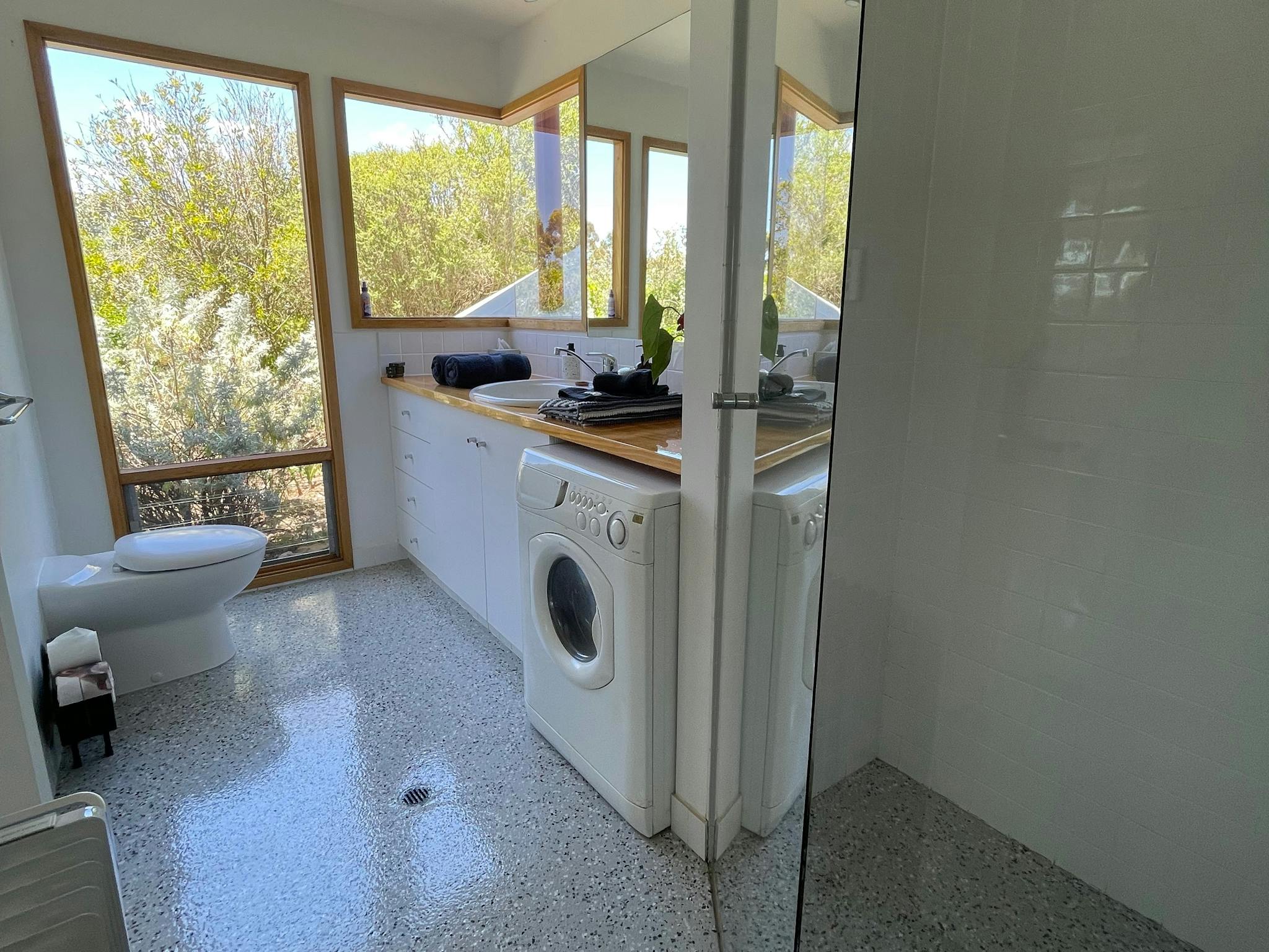 Shower plus washing machine