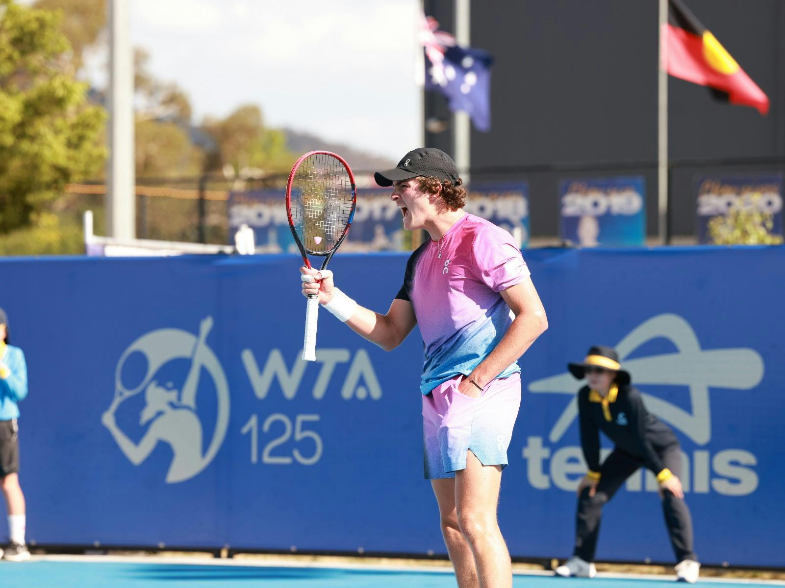 Joao Fonseca celebrating Workday Canberra International 2026 win