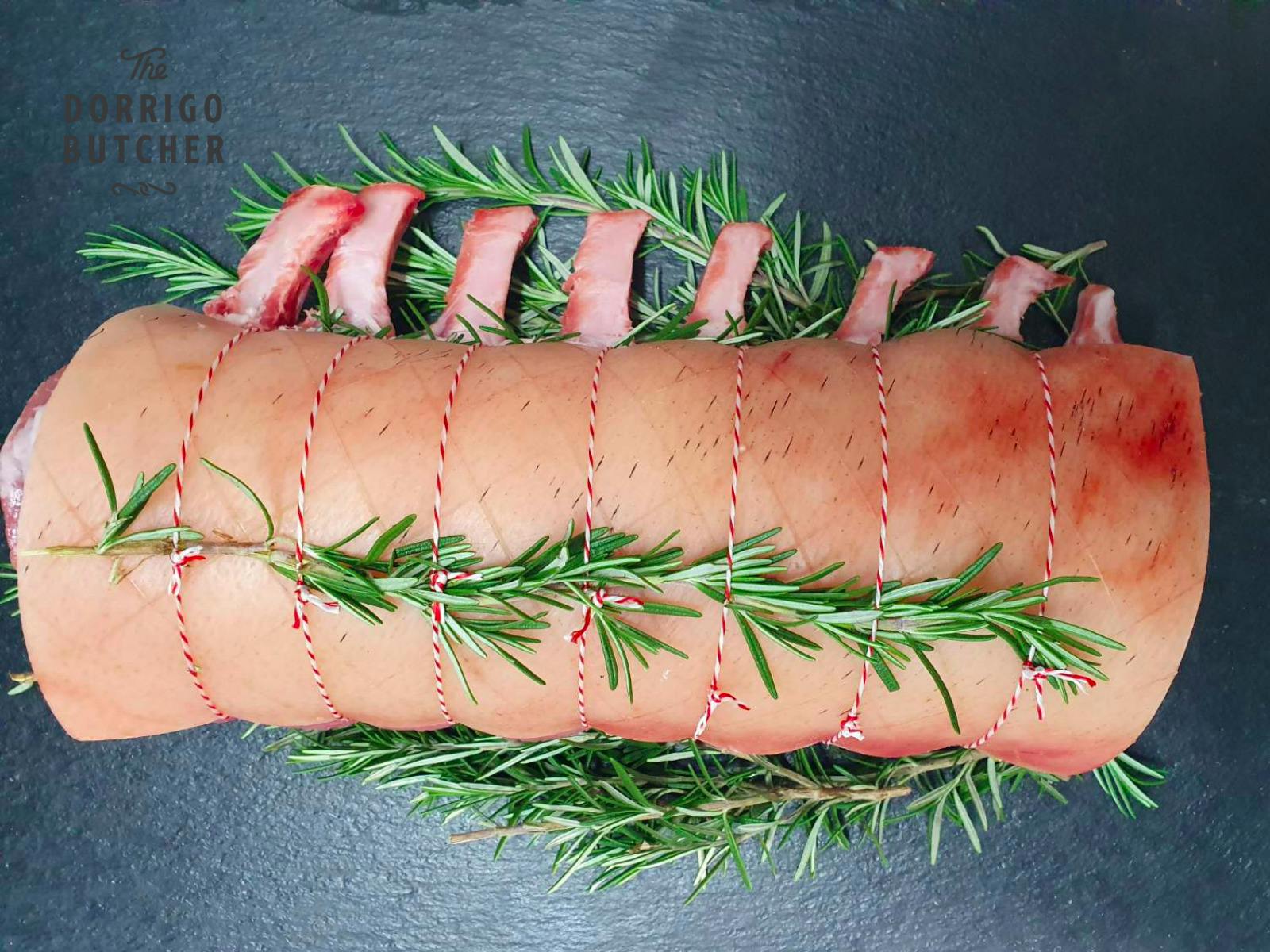 Free range certified local pork rack.