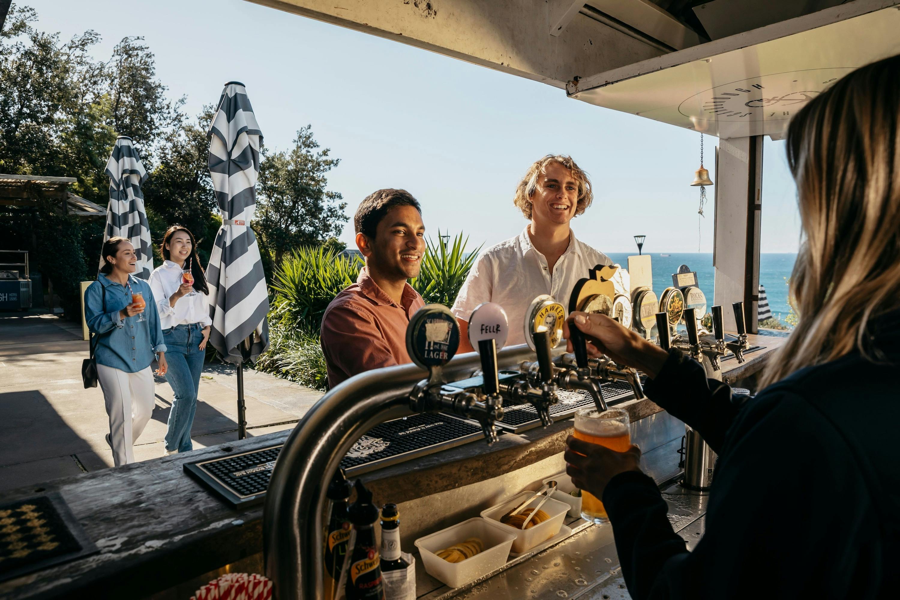 Enjoy cold local beers with a view.
