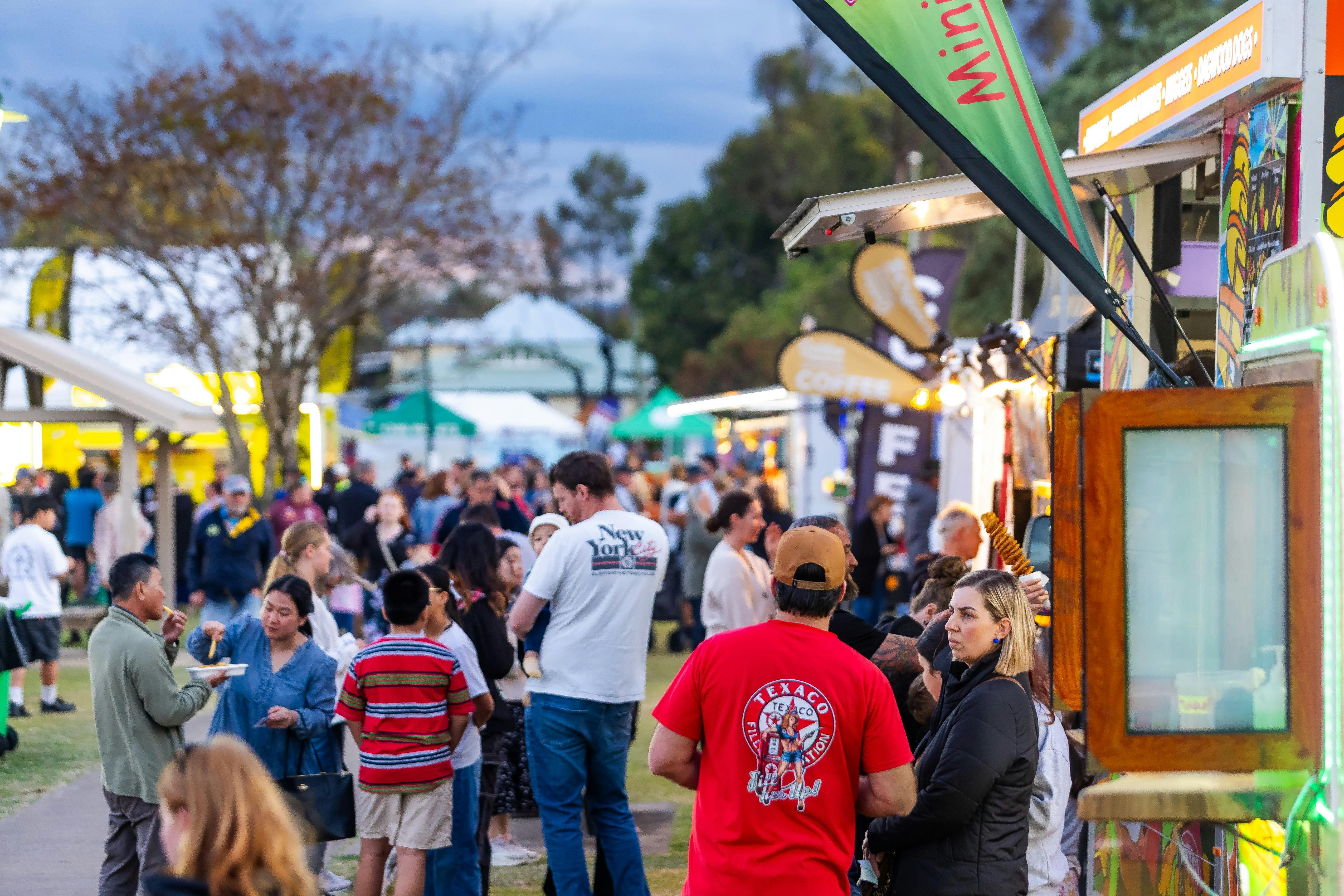 Crowds enjoying the feast options at Laidley Spring Festival