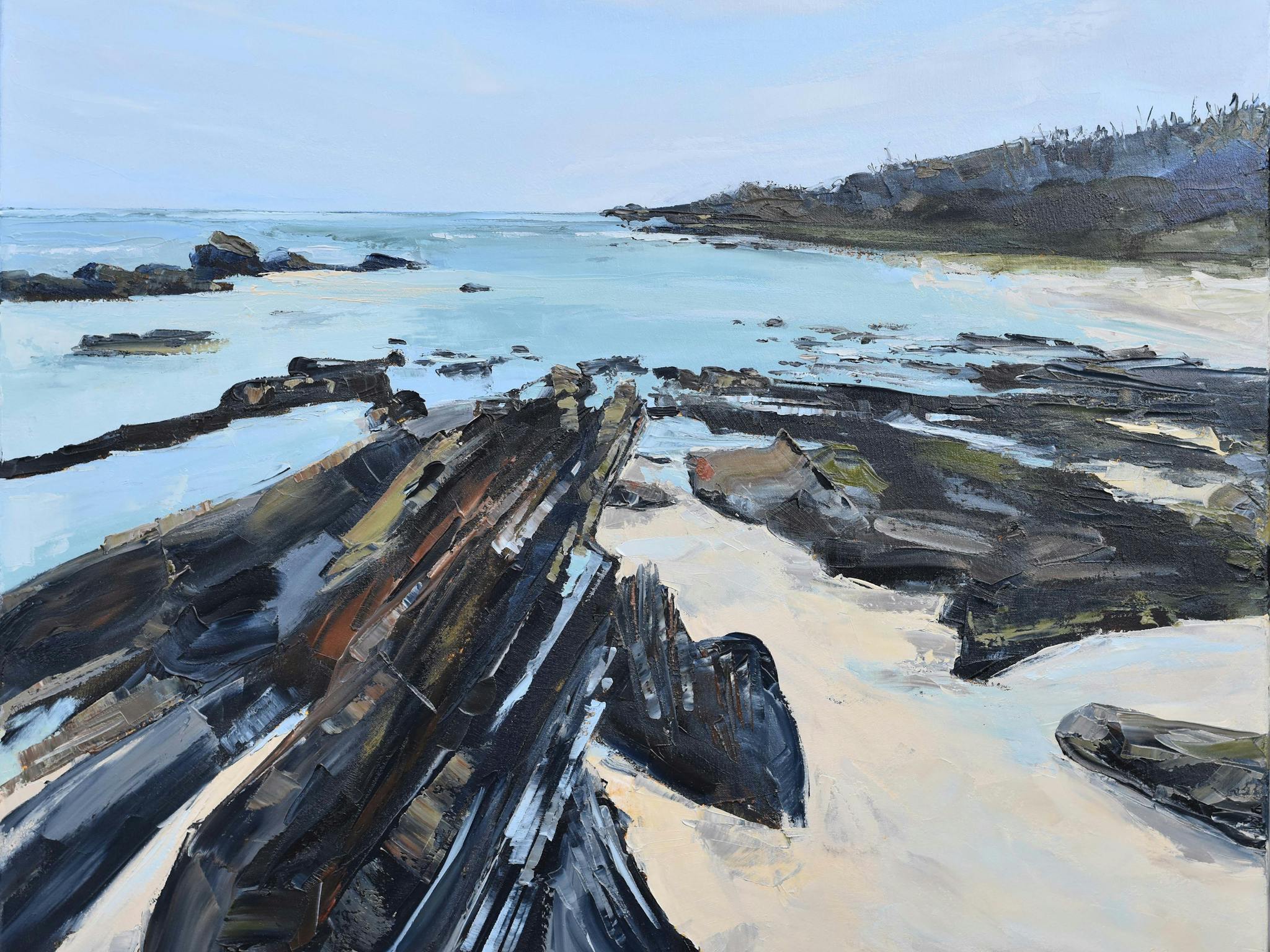Painting of rocks and the sea