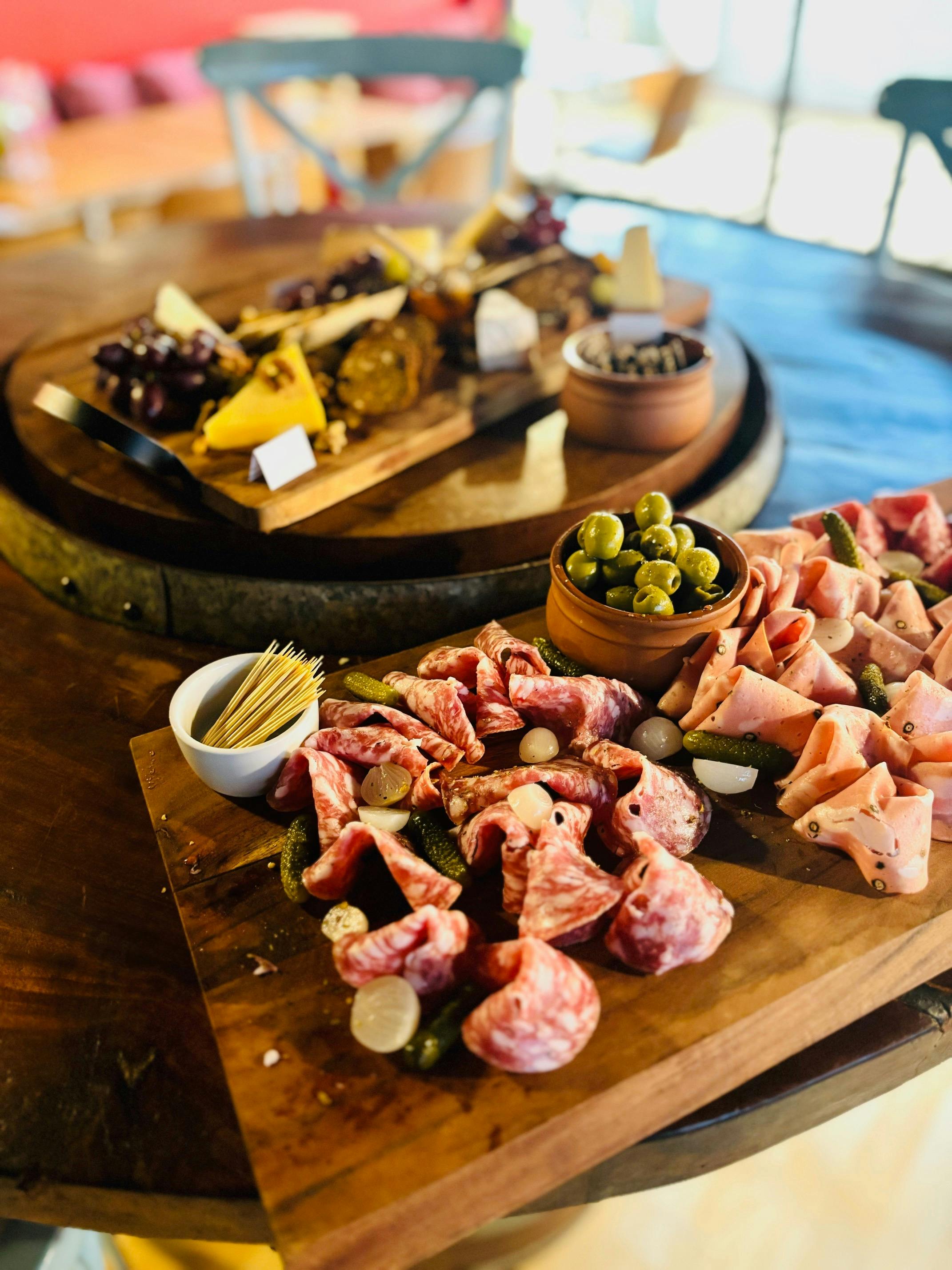 charcuterie, cheese, wine