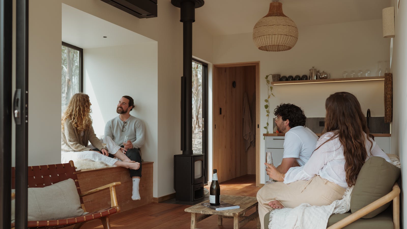 The cabin provides a comfortable relaxation space
