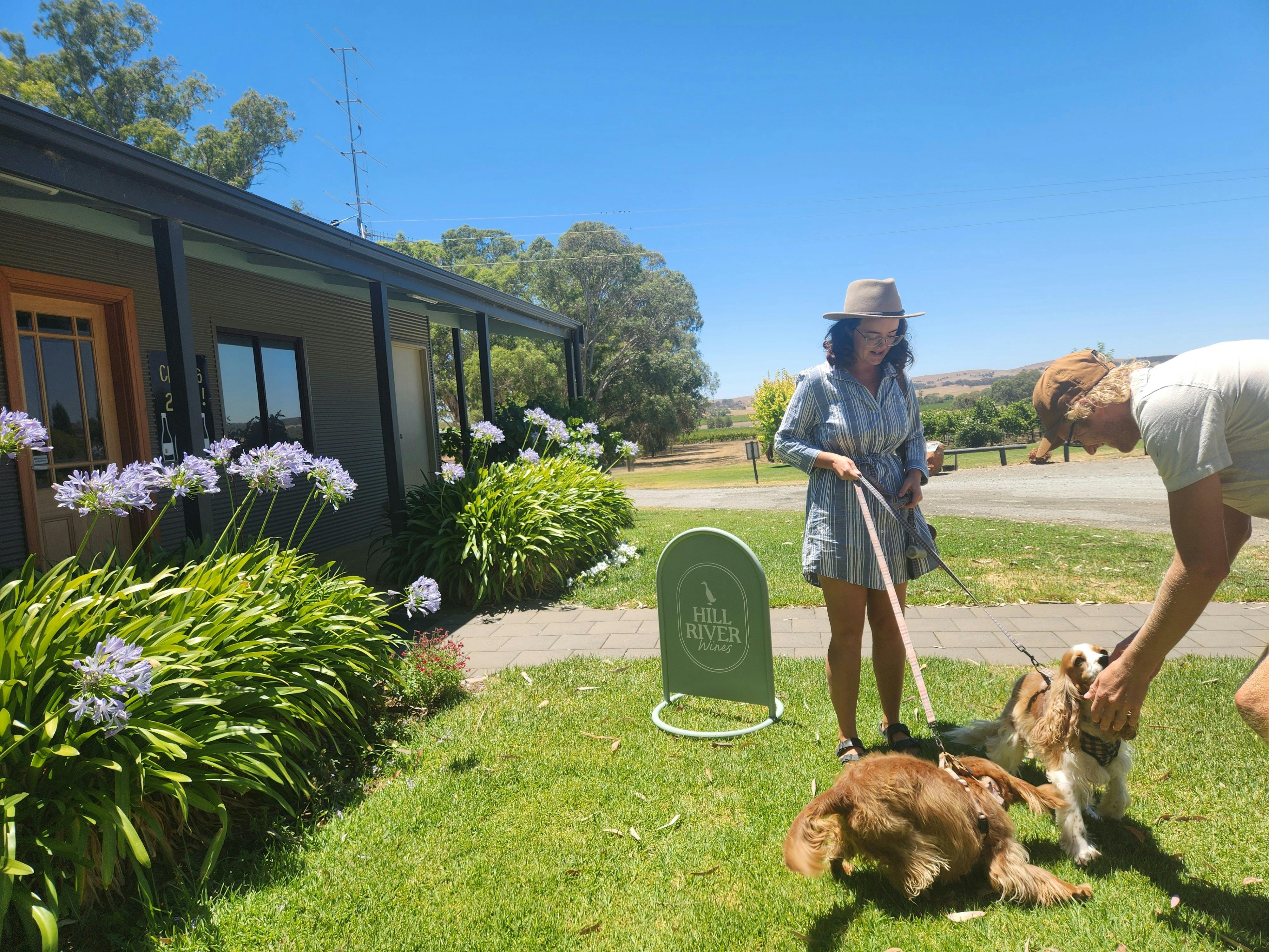 Toby and Billy visiting Hill River Wines