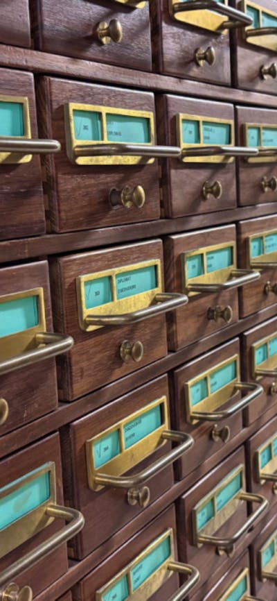 Brown filing cabinets at the National Library of Australia
