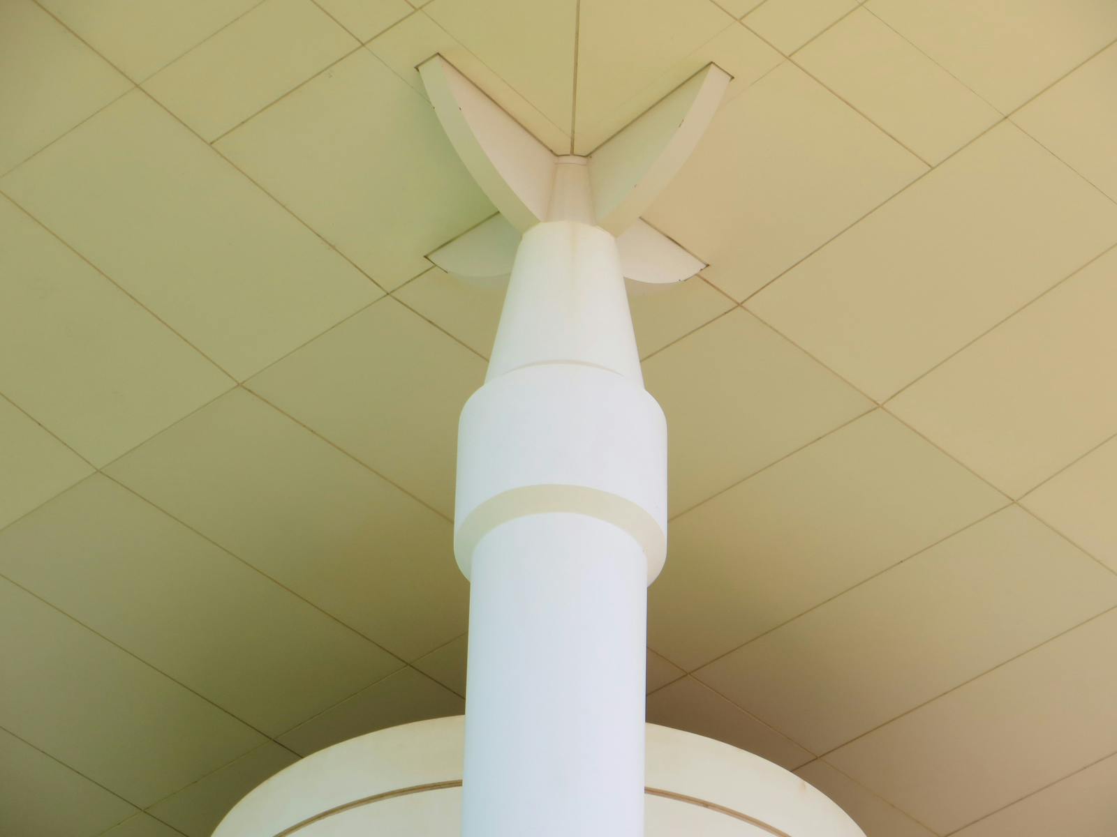 A corner pillar of NT Parliament House building in shape of bomb tailfin
