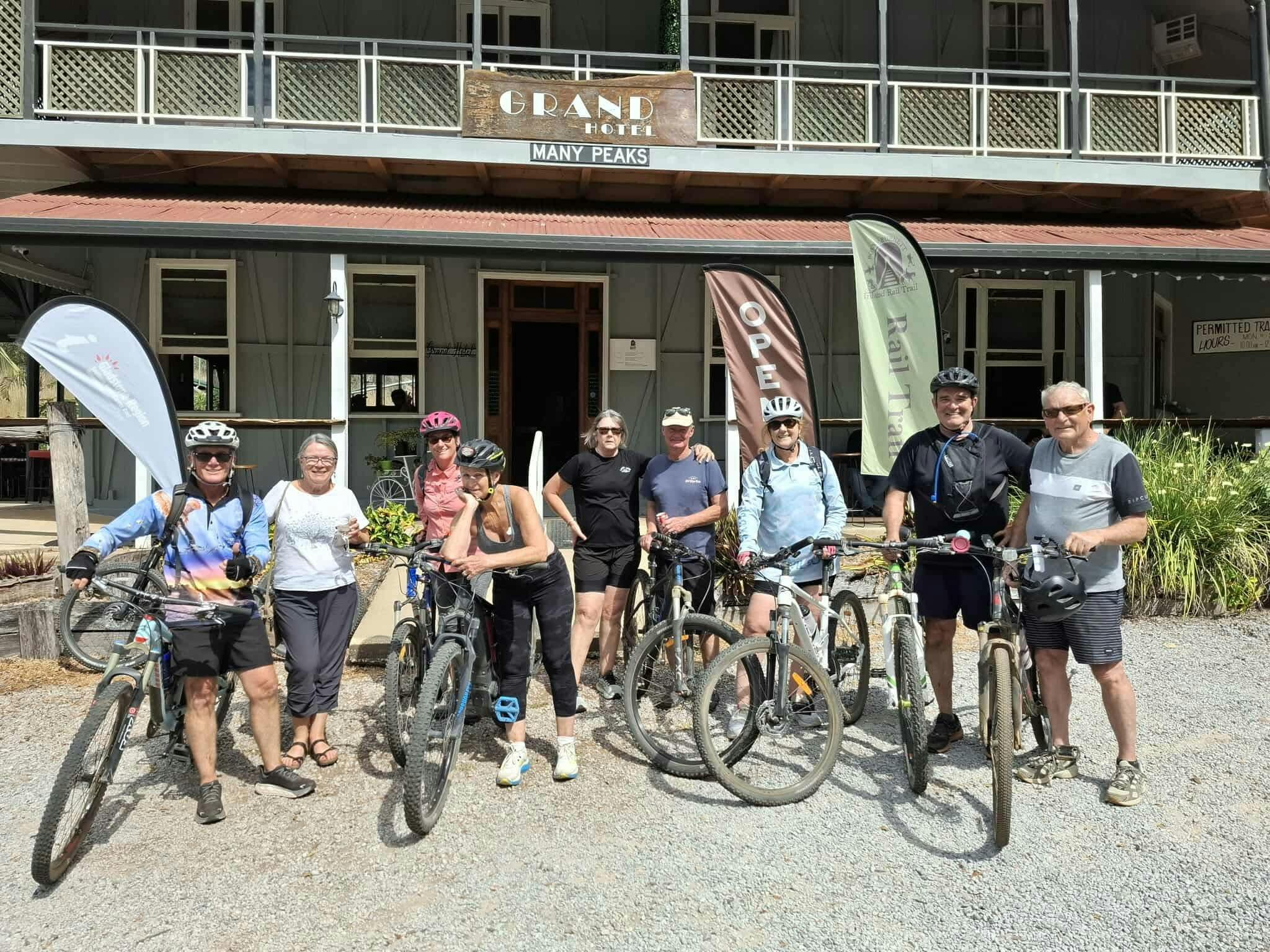 Cyclist about to embark on the Boyne Burnett Inland Rail Trail, which have stay in the accommodation Cyclist about to embark on the Boyne Burnett Inland Rail Trail, which have stay in the accommodation