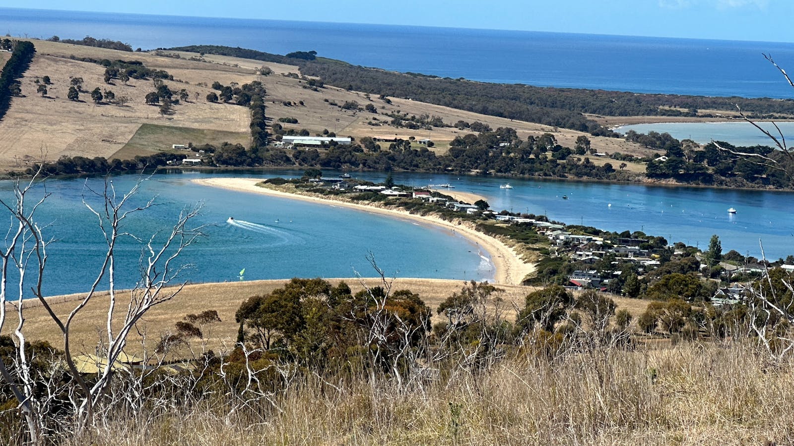 sandtemple sits in the middle of the sand spit, surrounded by water