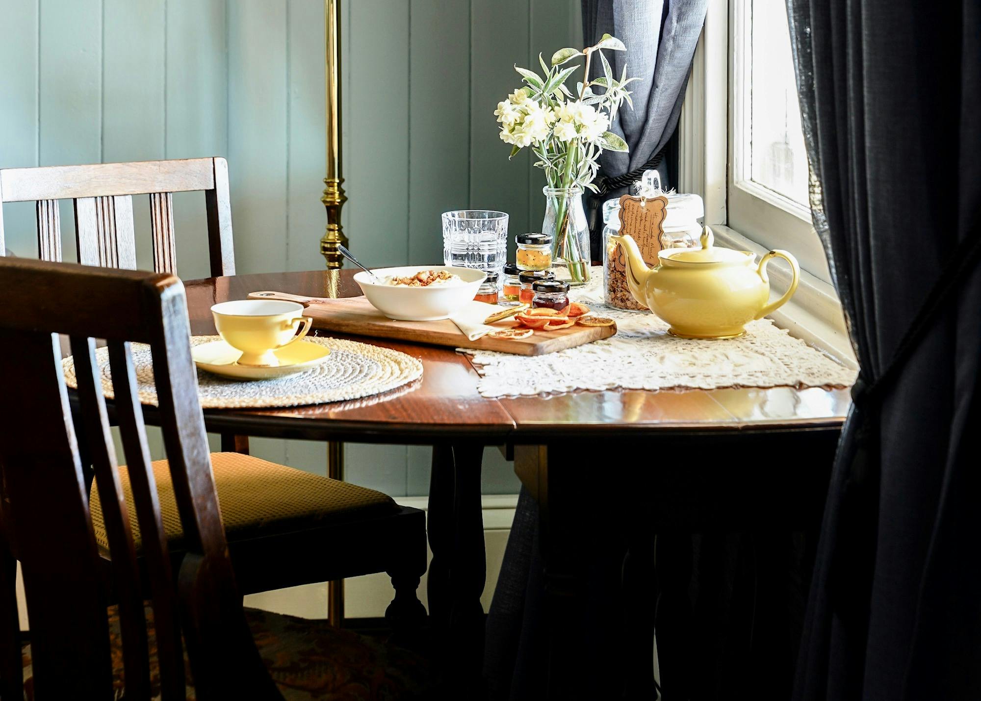 Complimentary breakfast provisions include our home-made granola, yoghurt, bakery bread, local jams