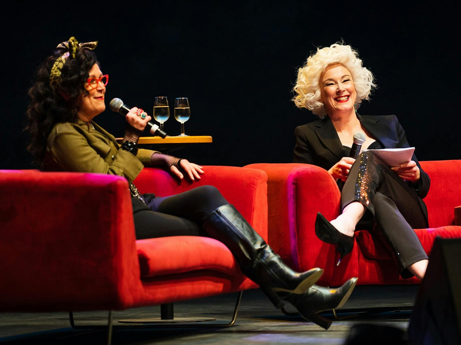 Leigh Sales and Annabel Crabb talking on stage