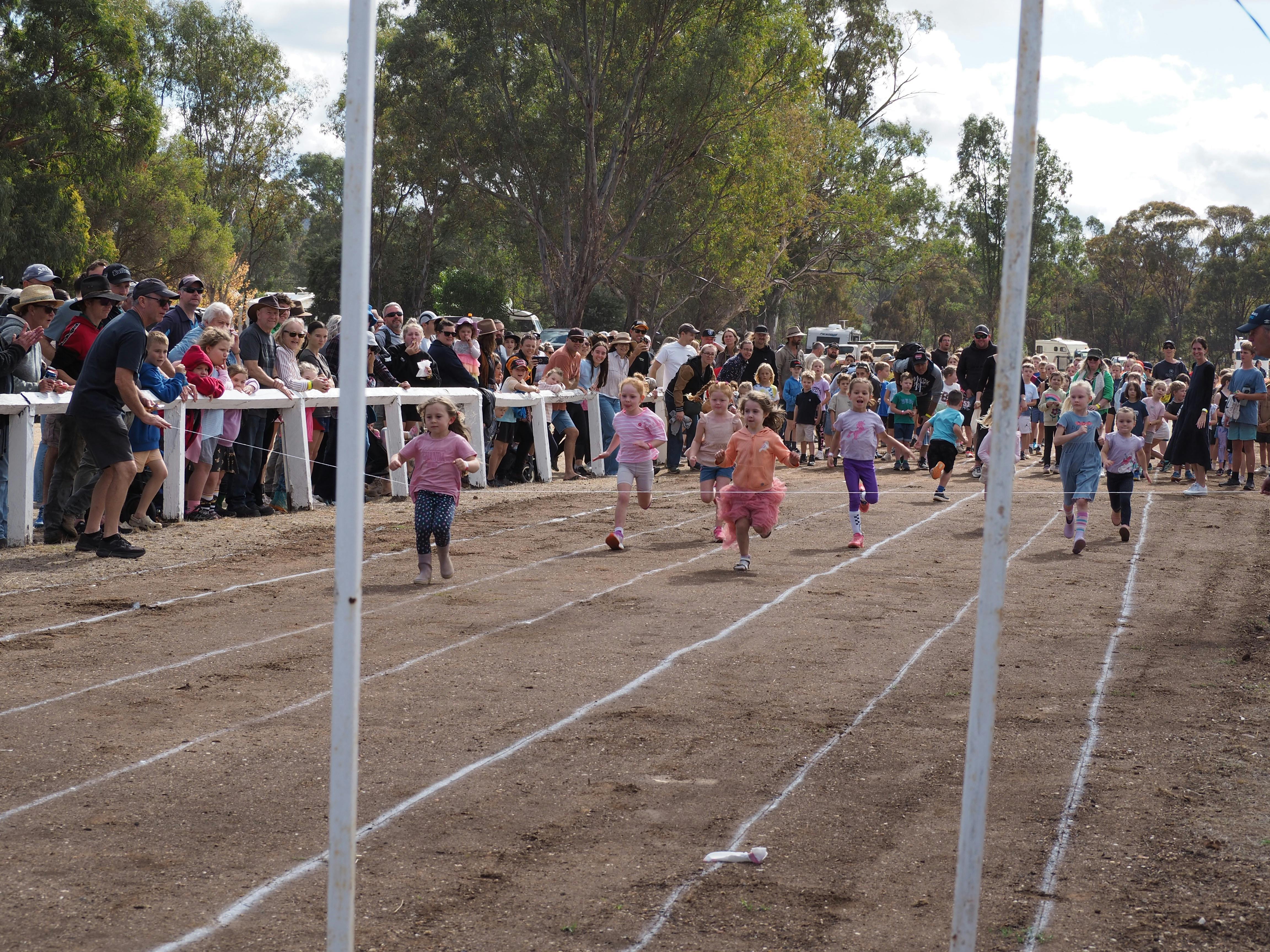 Children running a foot race.