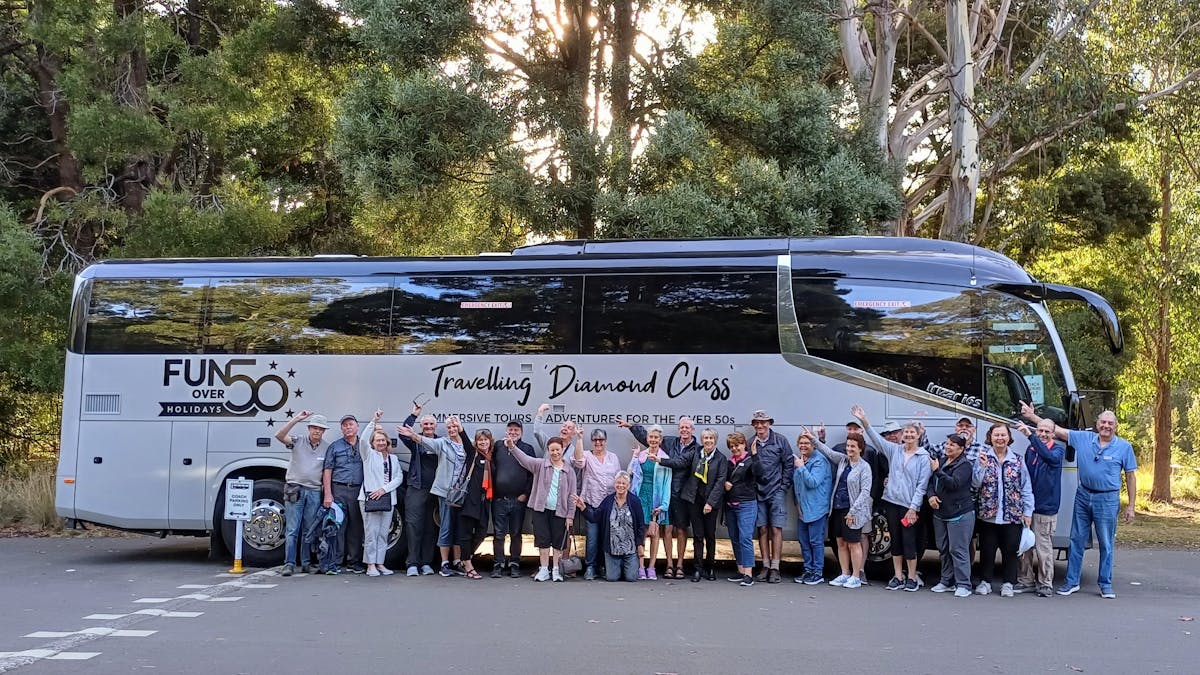 FUNstars travelling on the Fun Over 50 Holidays 'Diamond Class' coach