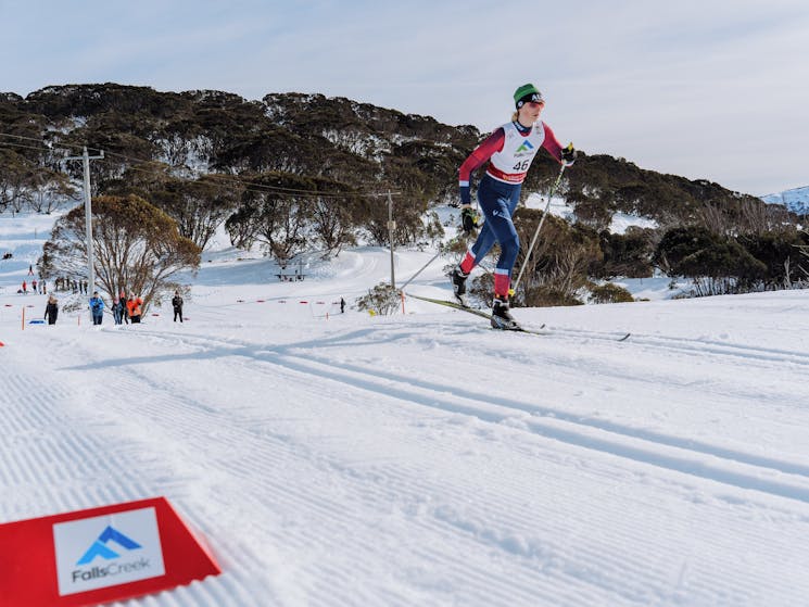 XC Skier taking strides in a race