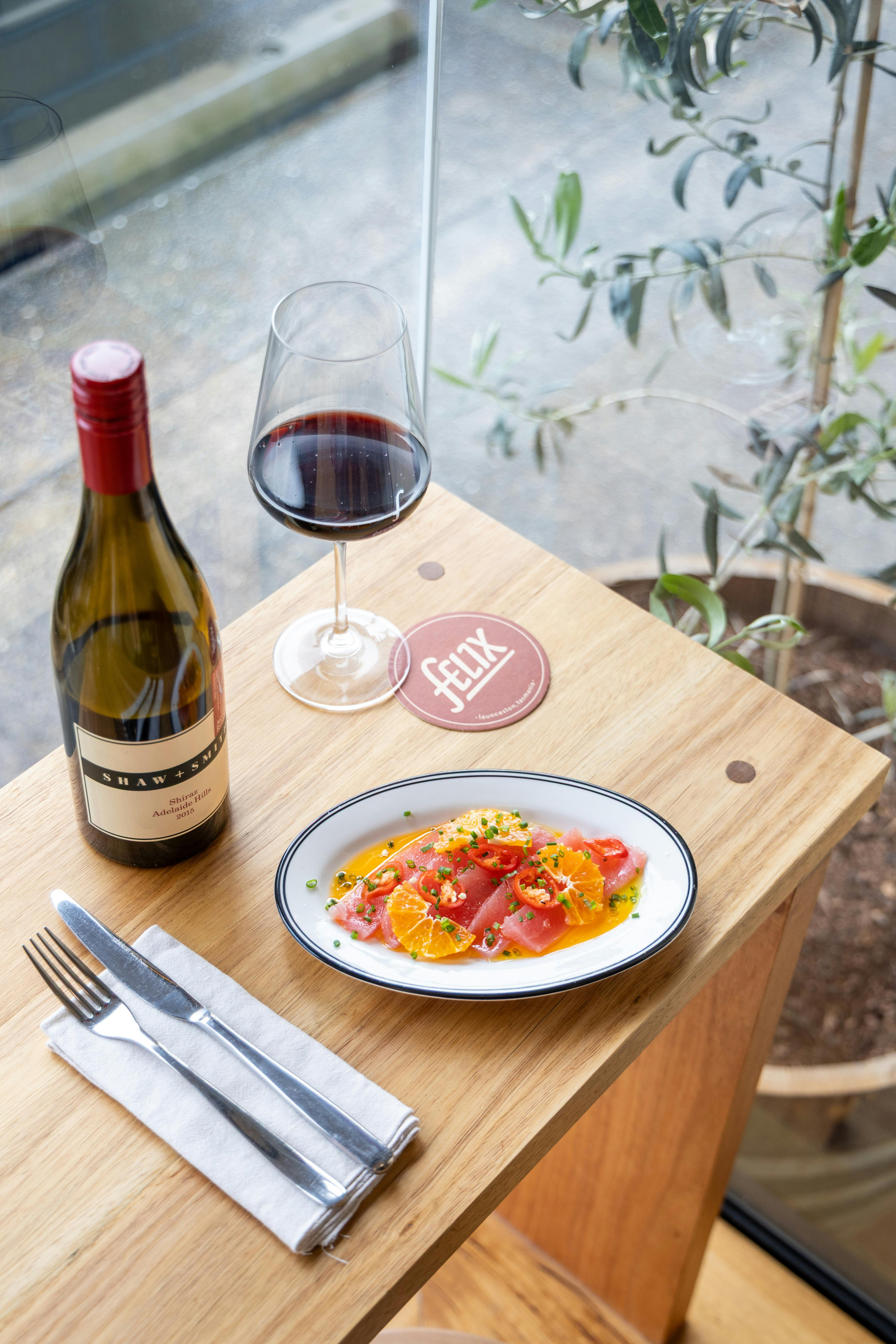 Shaw + Smith Vintage Release Shiraz with Tuna Crudo