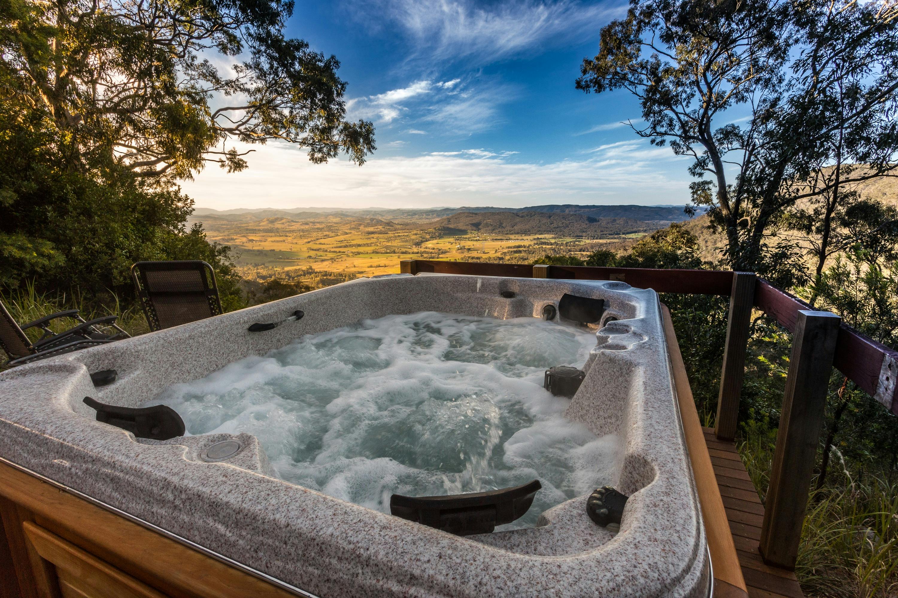 View of spa and outlook at Jabiru Cabin