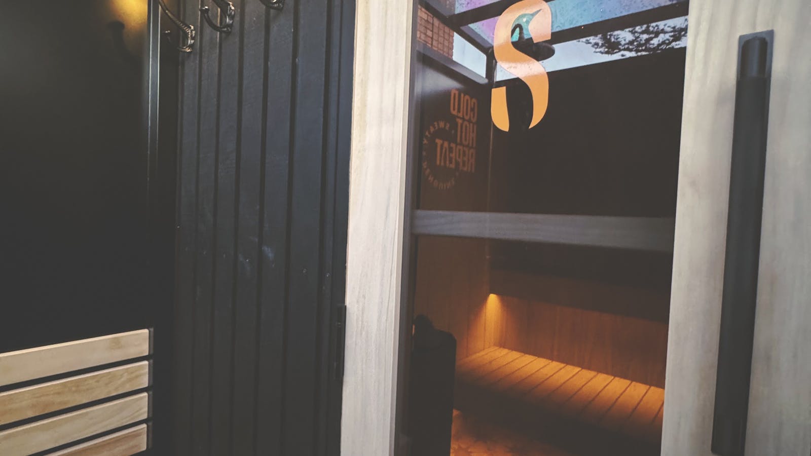 ur signature S door welcoming you into a private sauna.