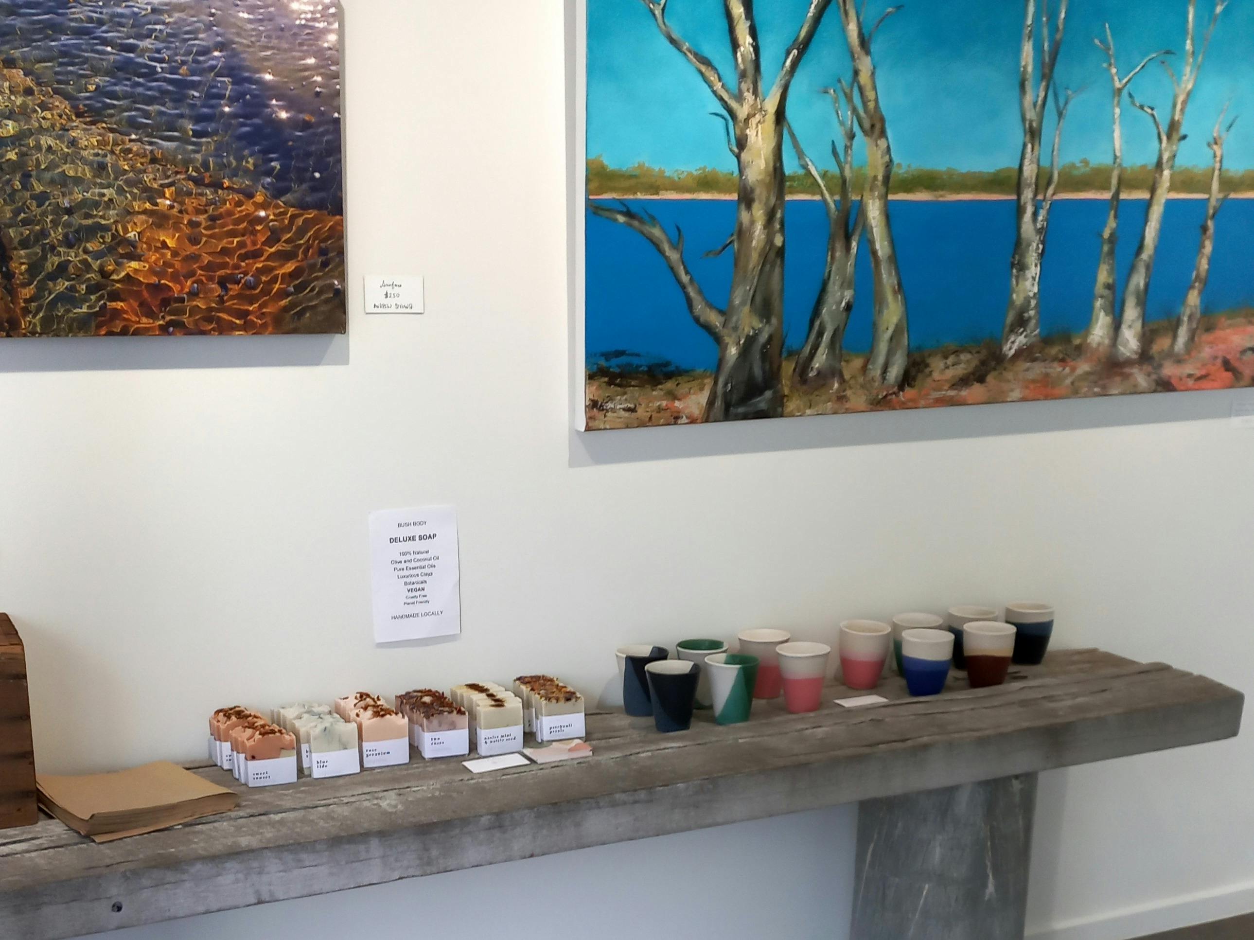 Photography by Andrew Strang, Painting by Gayle Seach and locally hand made items for sale.