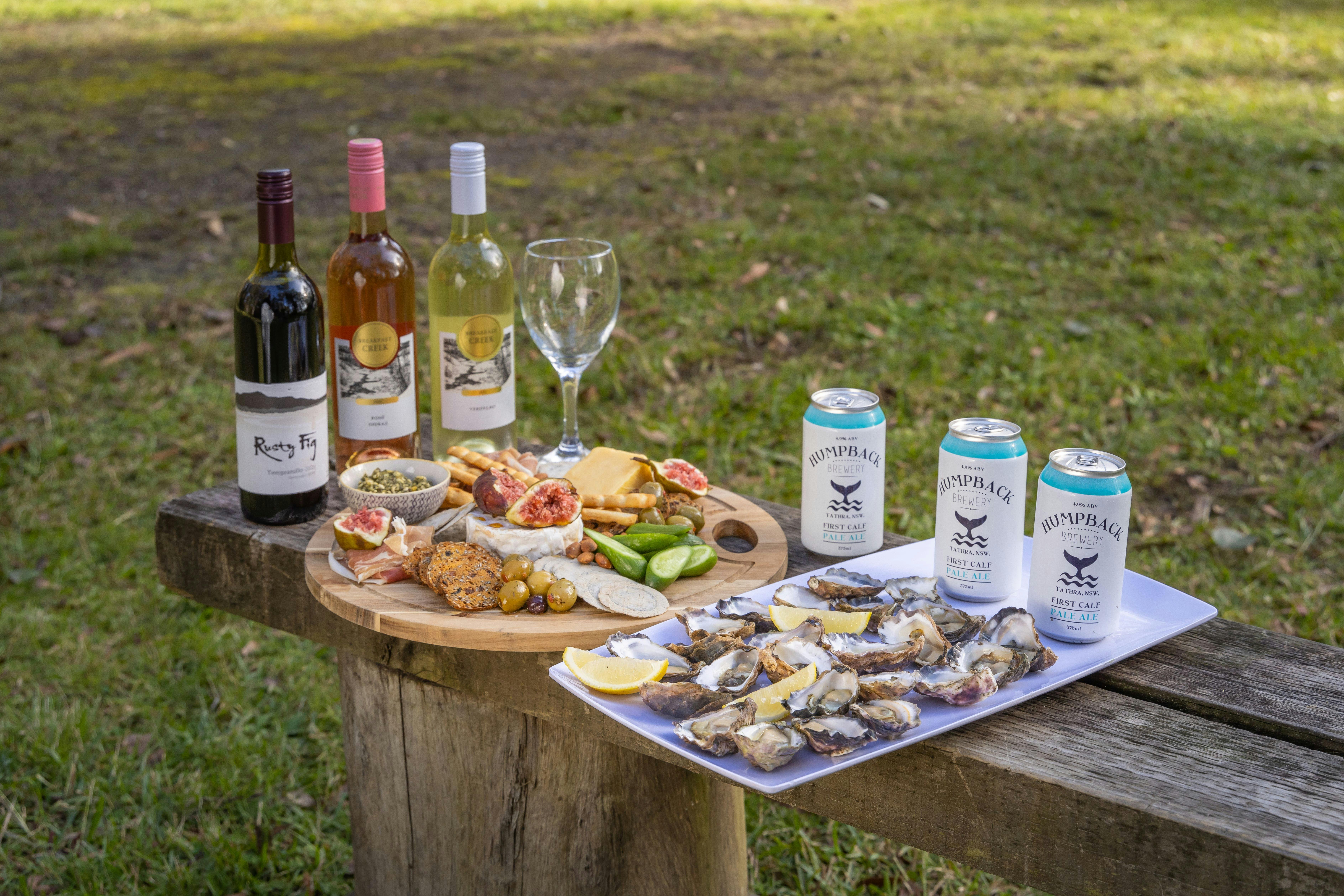Local produce including wine, oysters and cheese