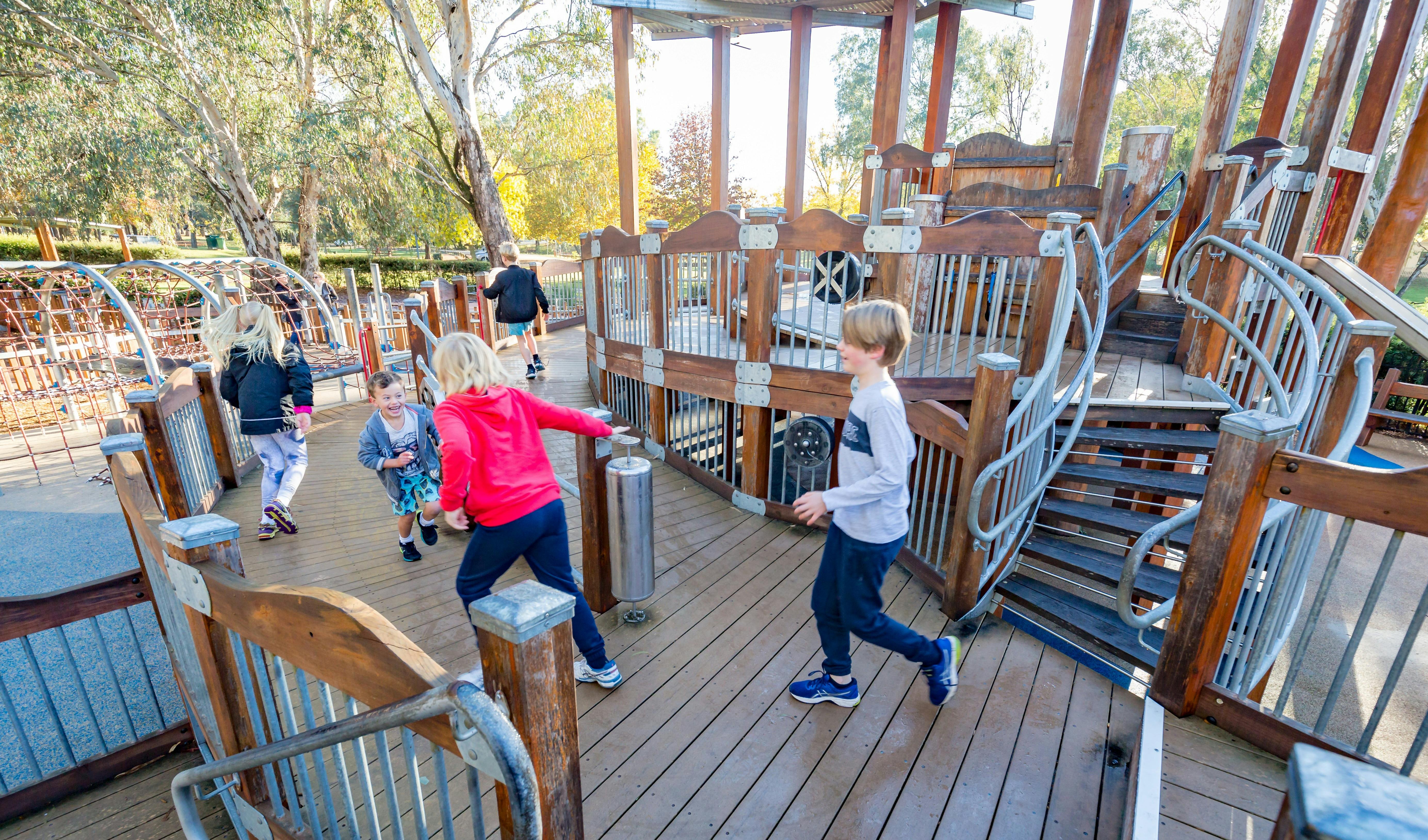 Kids exploring Oddies Creek Playspace