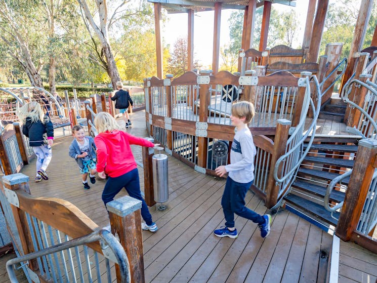 Kids exploring Oddies Creek Playspace