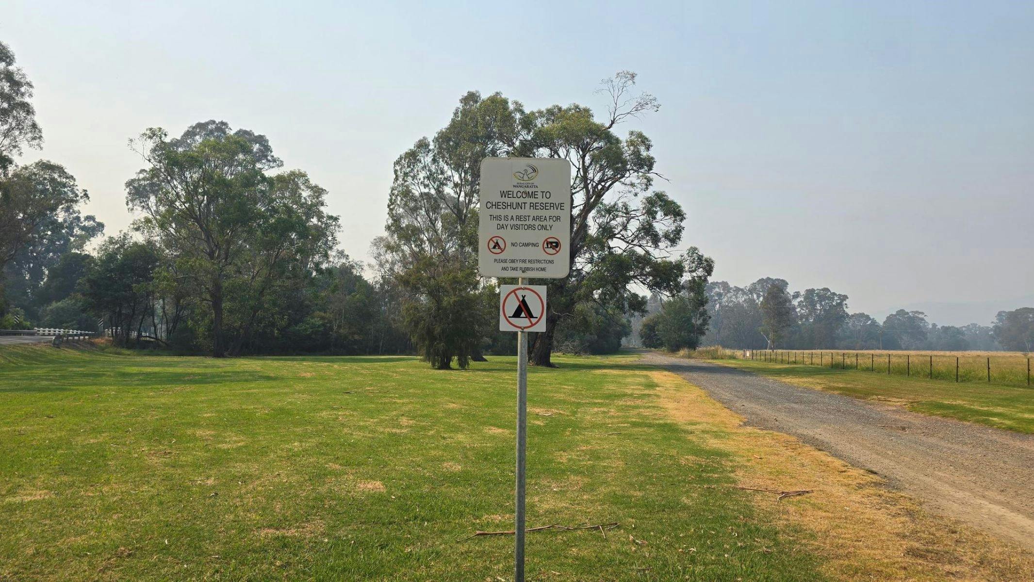 Sign saying Cheshunt Reserve maintained by the Rural City of Wangaratta