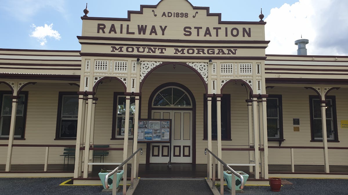 The historic railway station houses Mount Morgan's VIC and Railway Museum