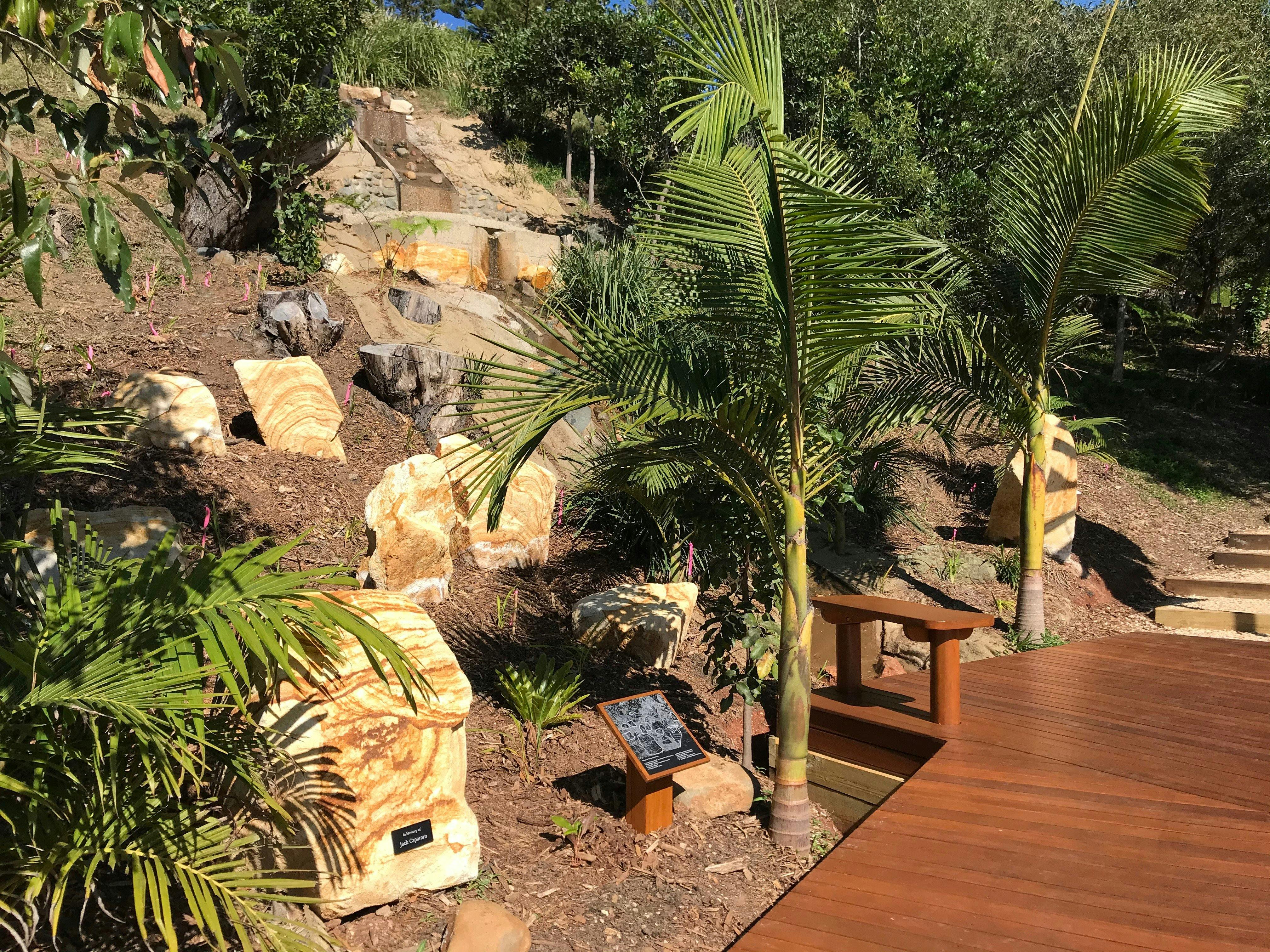 Originally constructed in 1970  the waterfall has been restored & is running again.