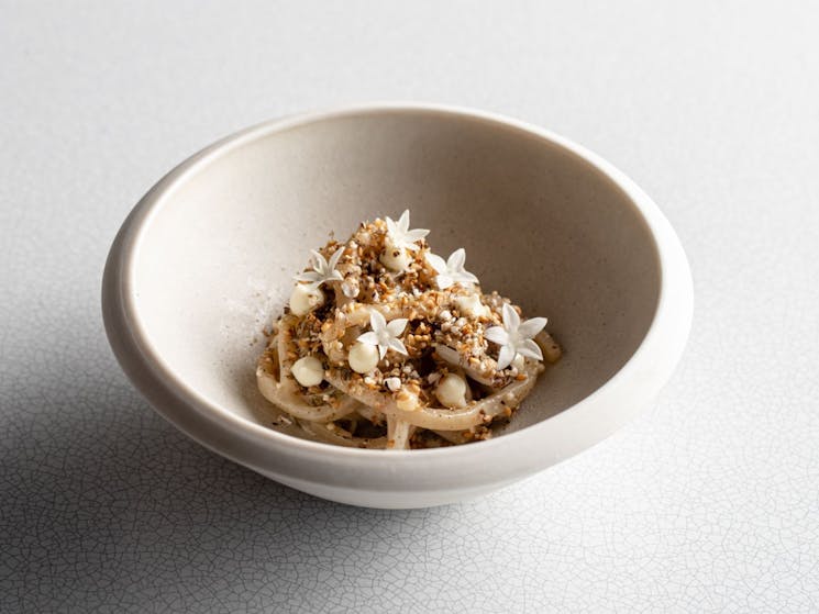 Peter Gilmore's signature bone marrow noodles.