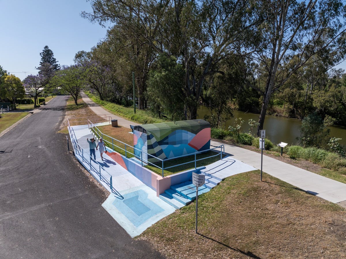 Aerial view of riverwalk in Goondiwindi
