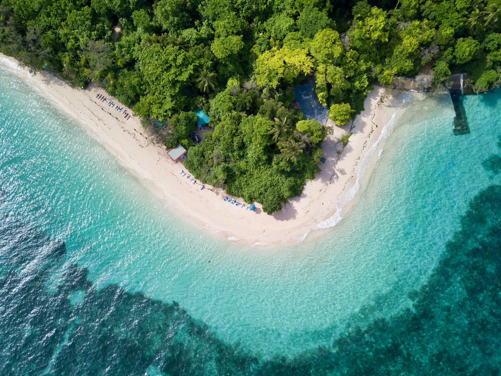 drone aerial of Green Island beach drone aerial of Green Island beach