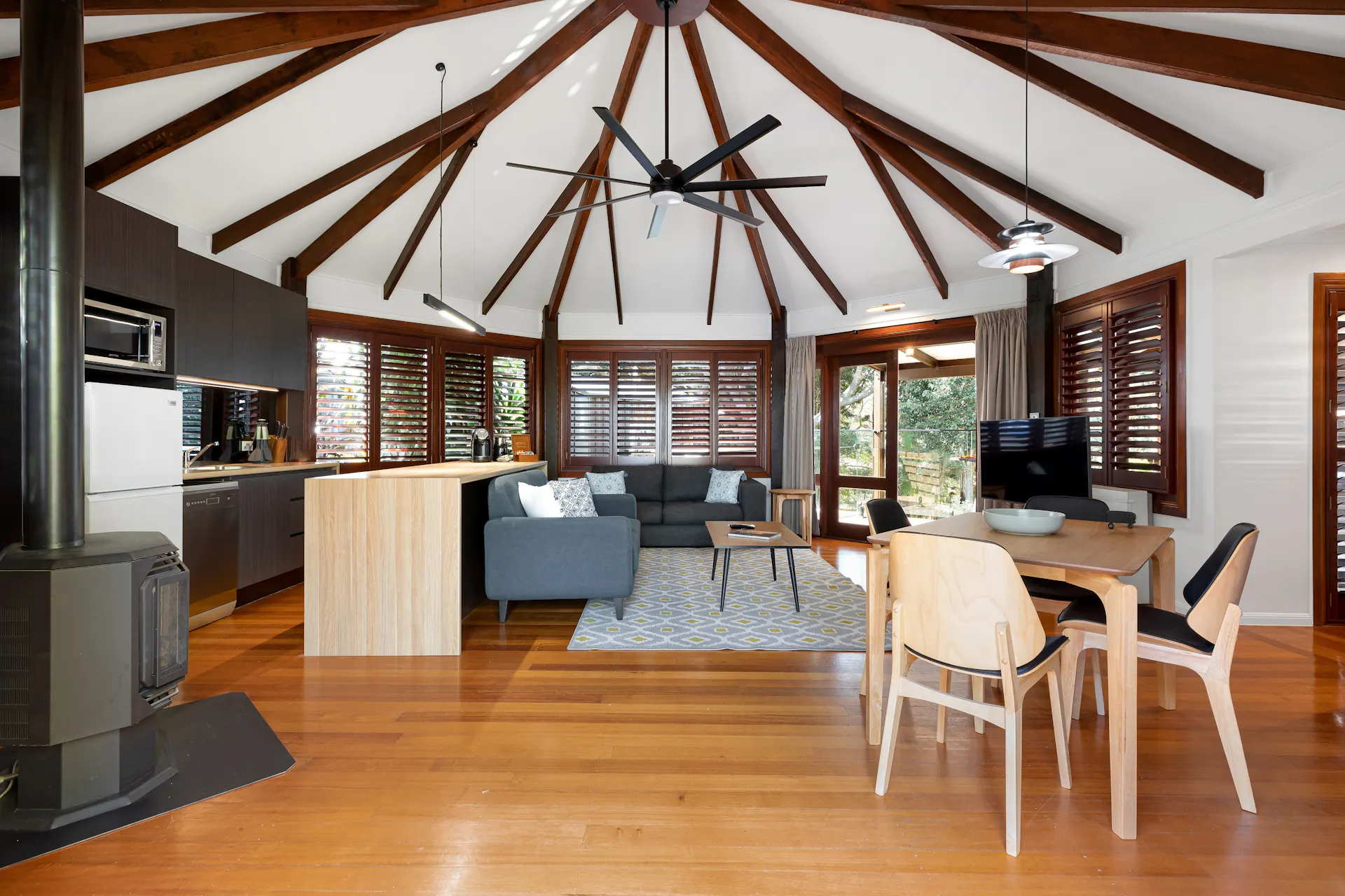 Interior View of the hexagional living room of Arcadia Villa