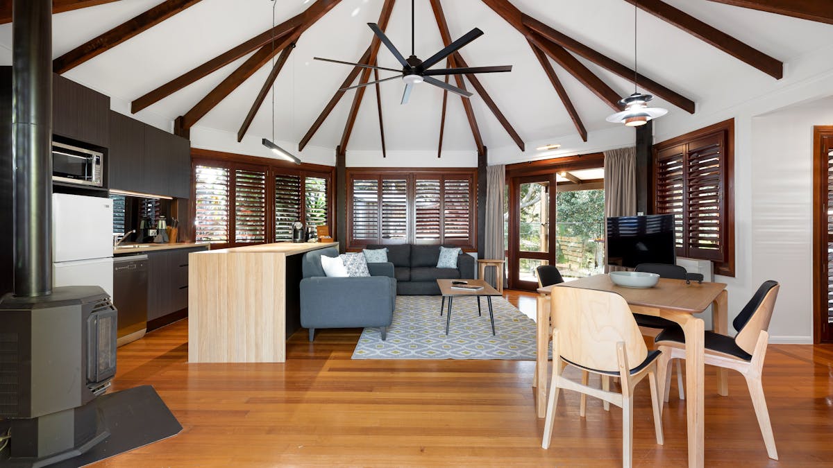 Interior View of the hexagional living room of Arcadia Villa