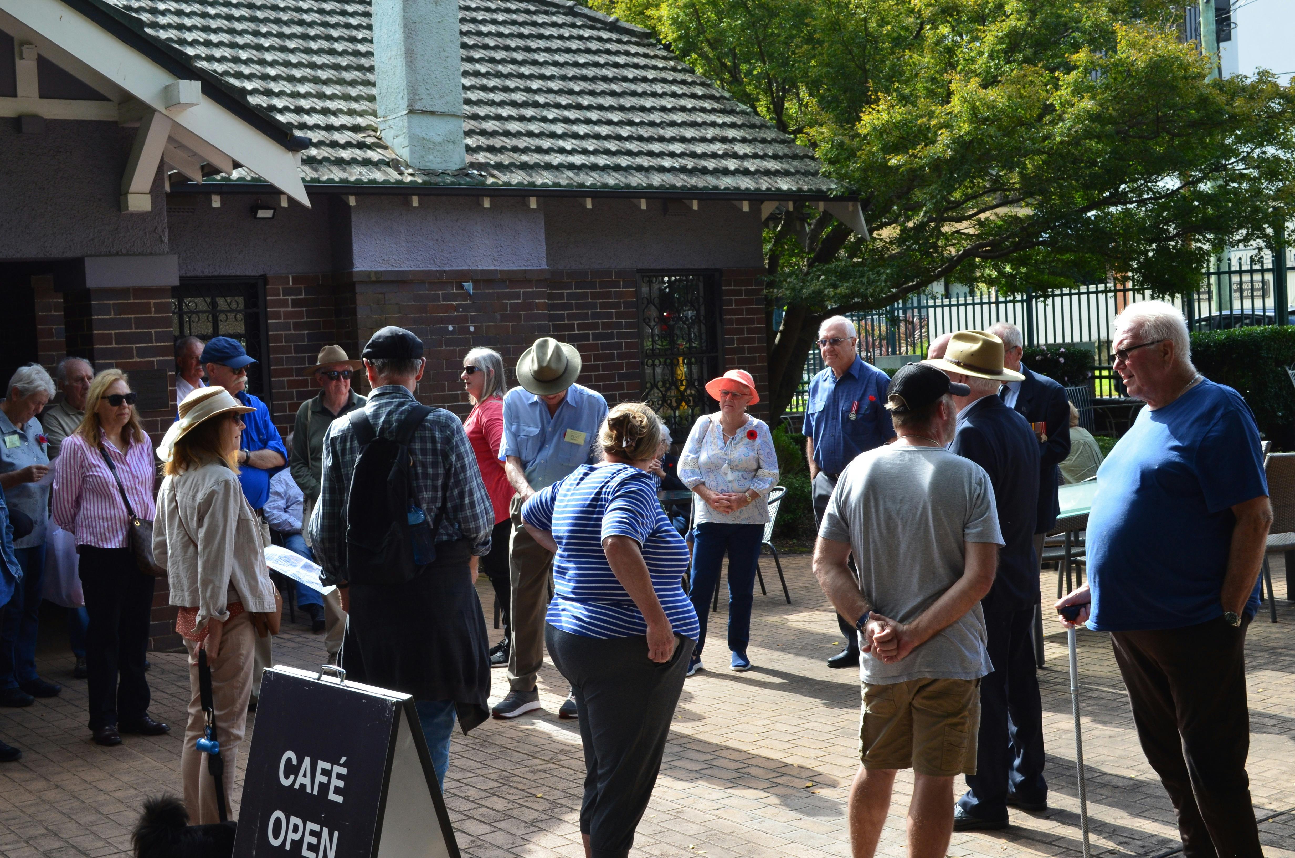 Clive leading tour from the cafe