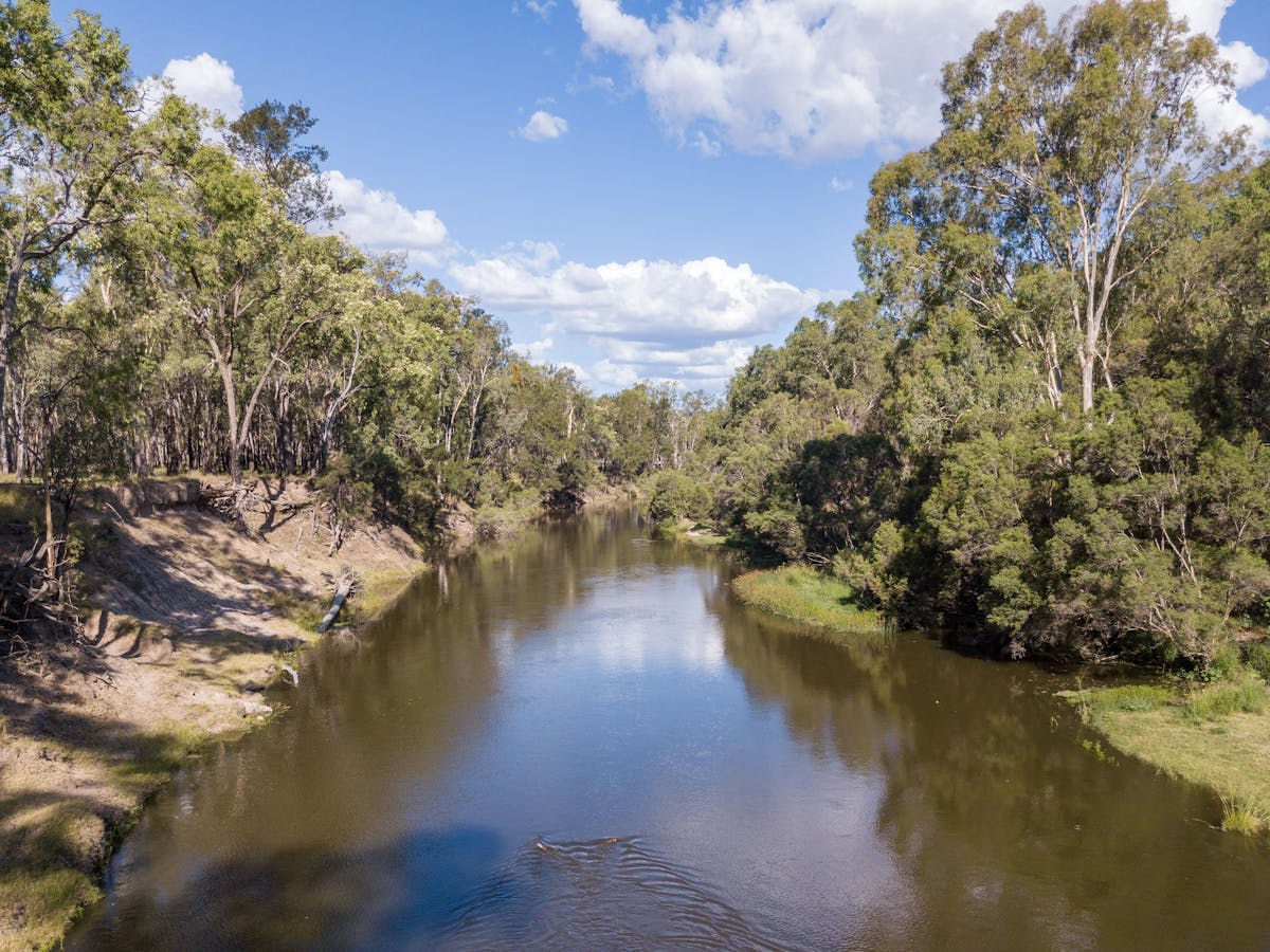 Aerial photo of the river at Bengalla Reserve
