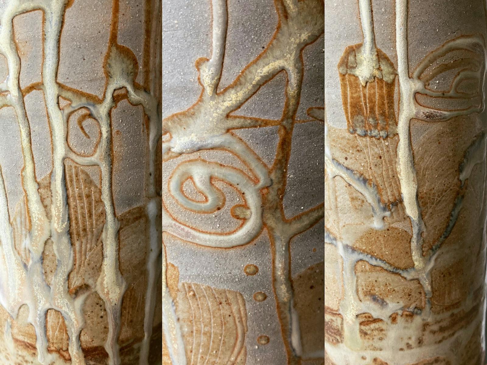 Tall vase detail showing special glaze texture and design.