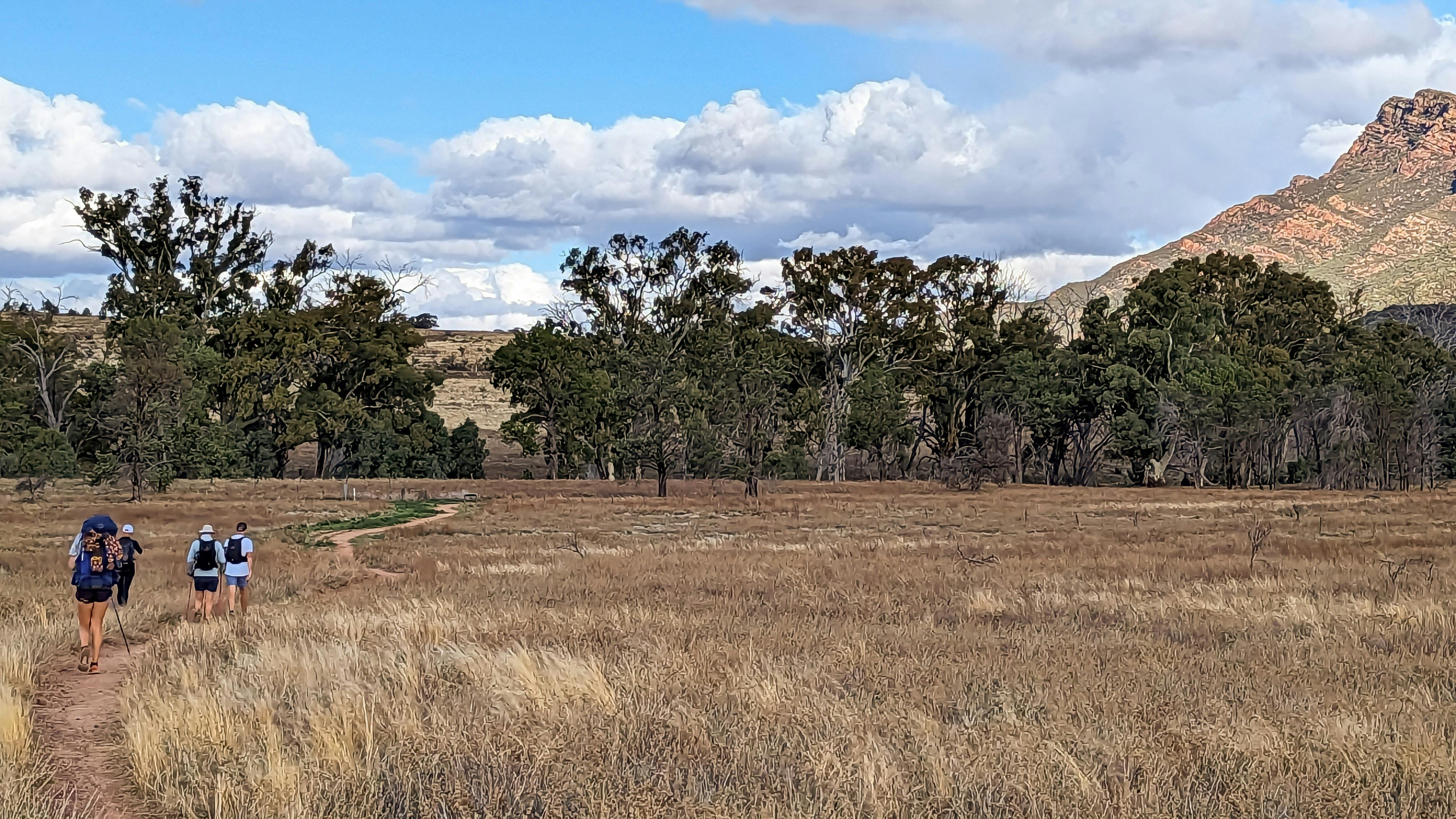Walking into Wilpena Pound on the Heysen Trail