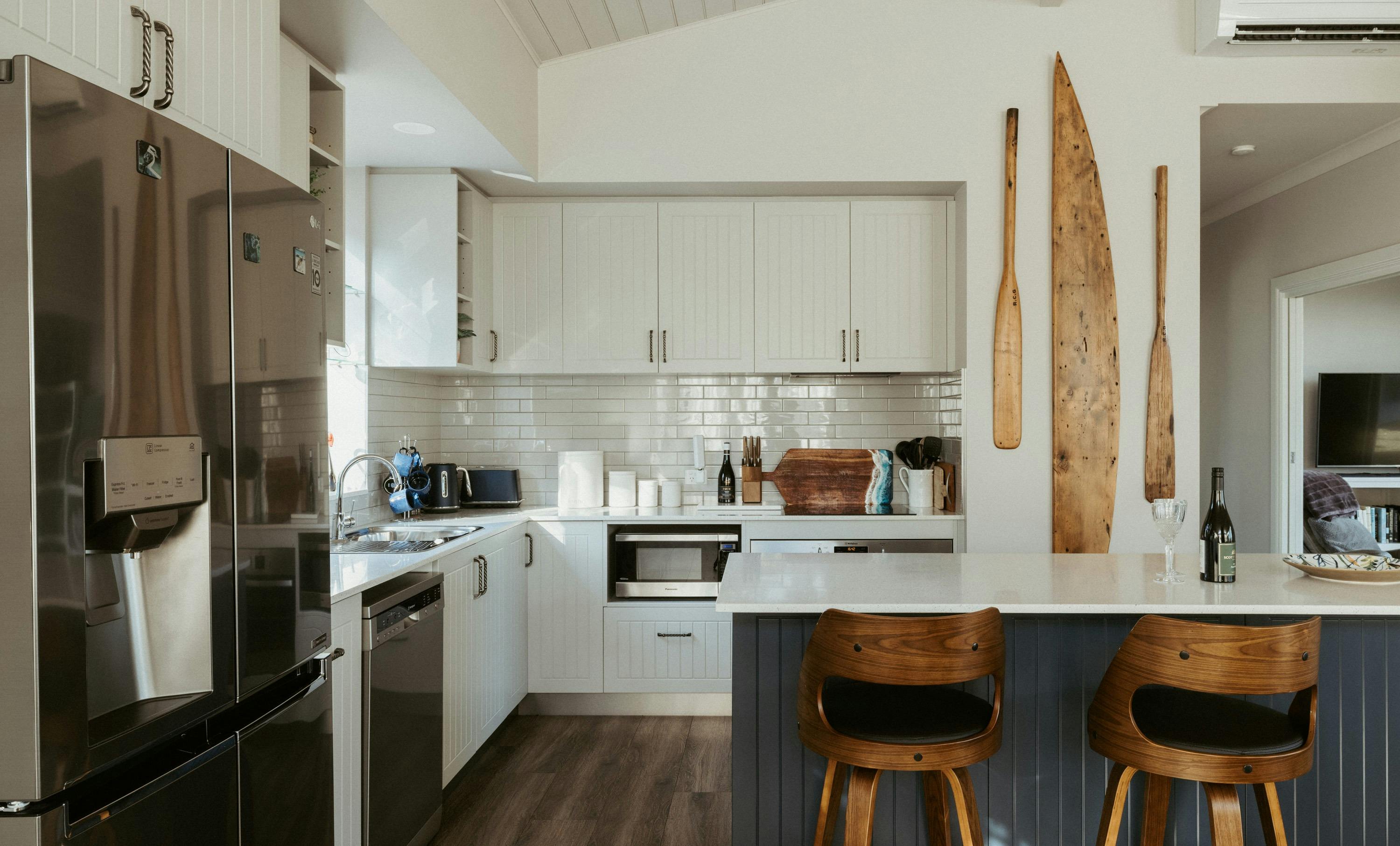 The kitchen is well-equipped for all your cooking needs.