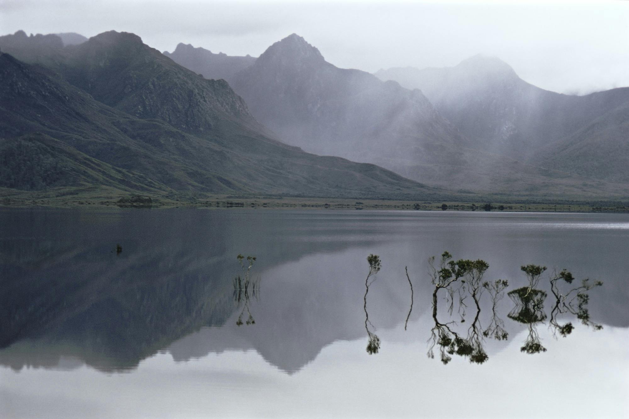 Olegas Truchanas, Showers, Frankland Range, Lake Pedder, 1968. Cibachrome print. QVM-1999-P-1201.