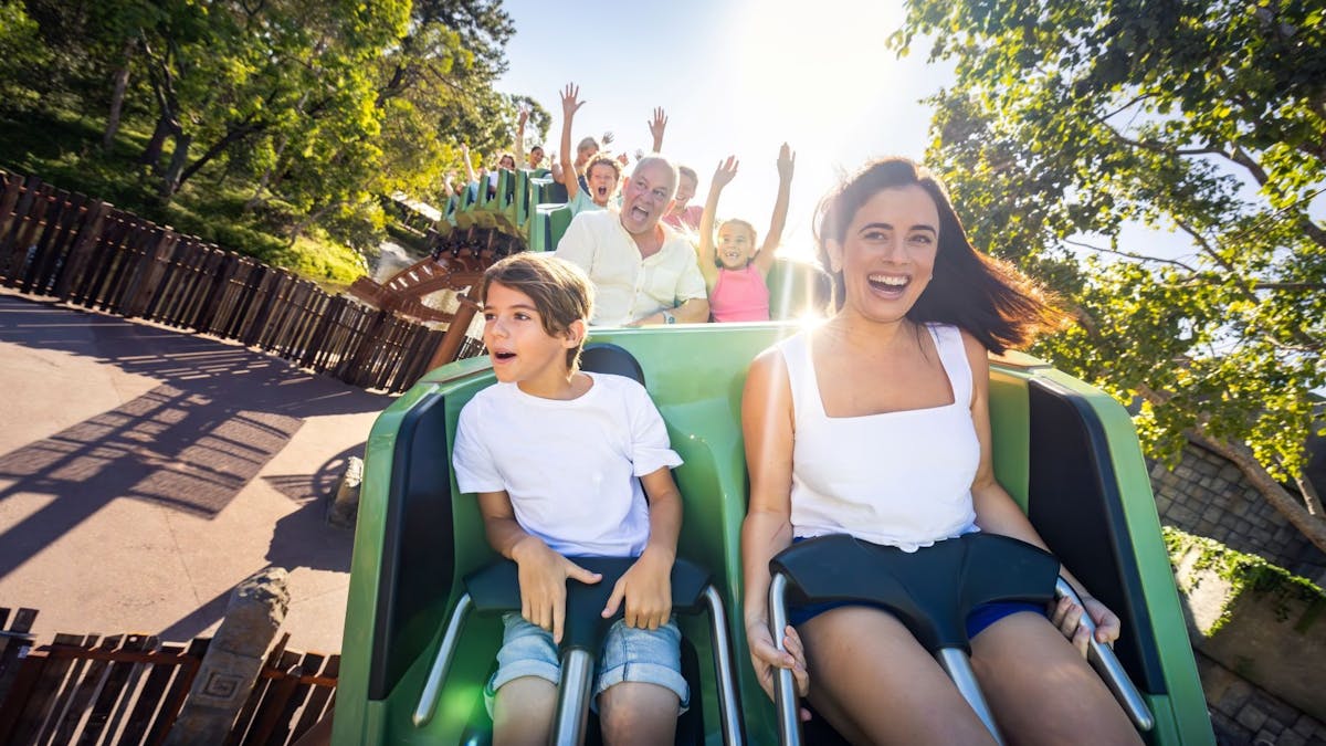 People on thrill ride