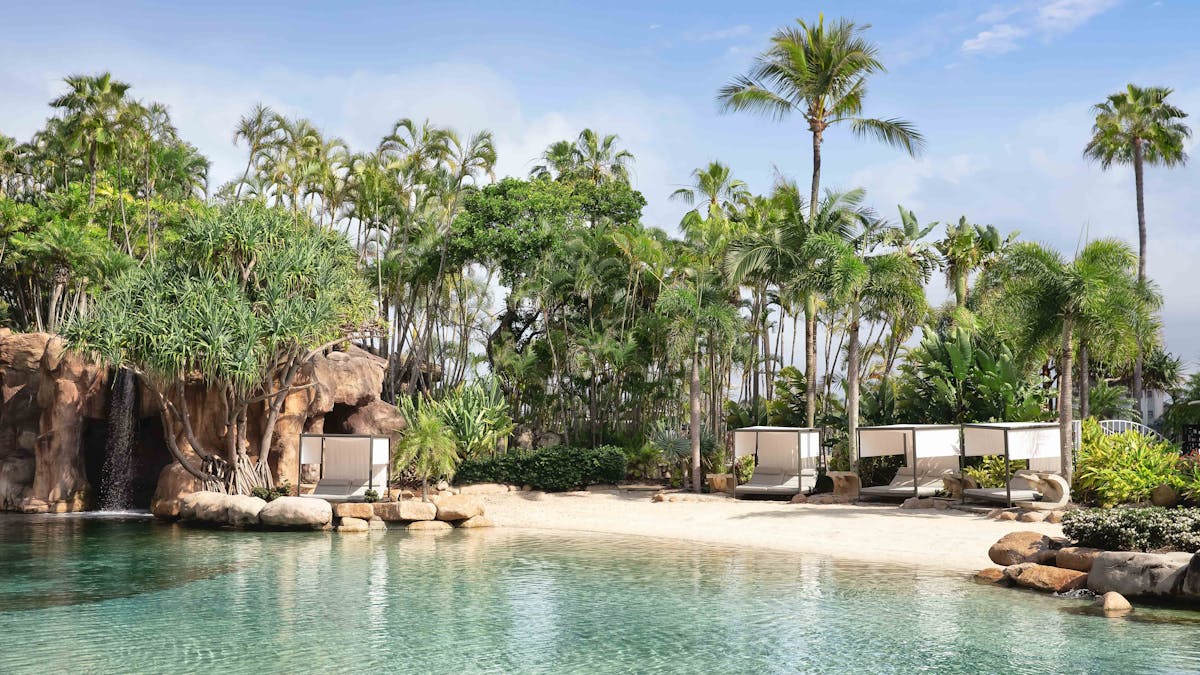 Picturesque view of the award winning lagoon pool at the JW Marriott Gold Coast Resort & Spa