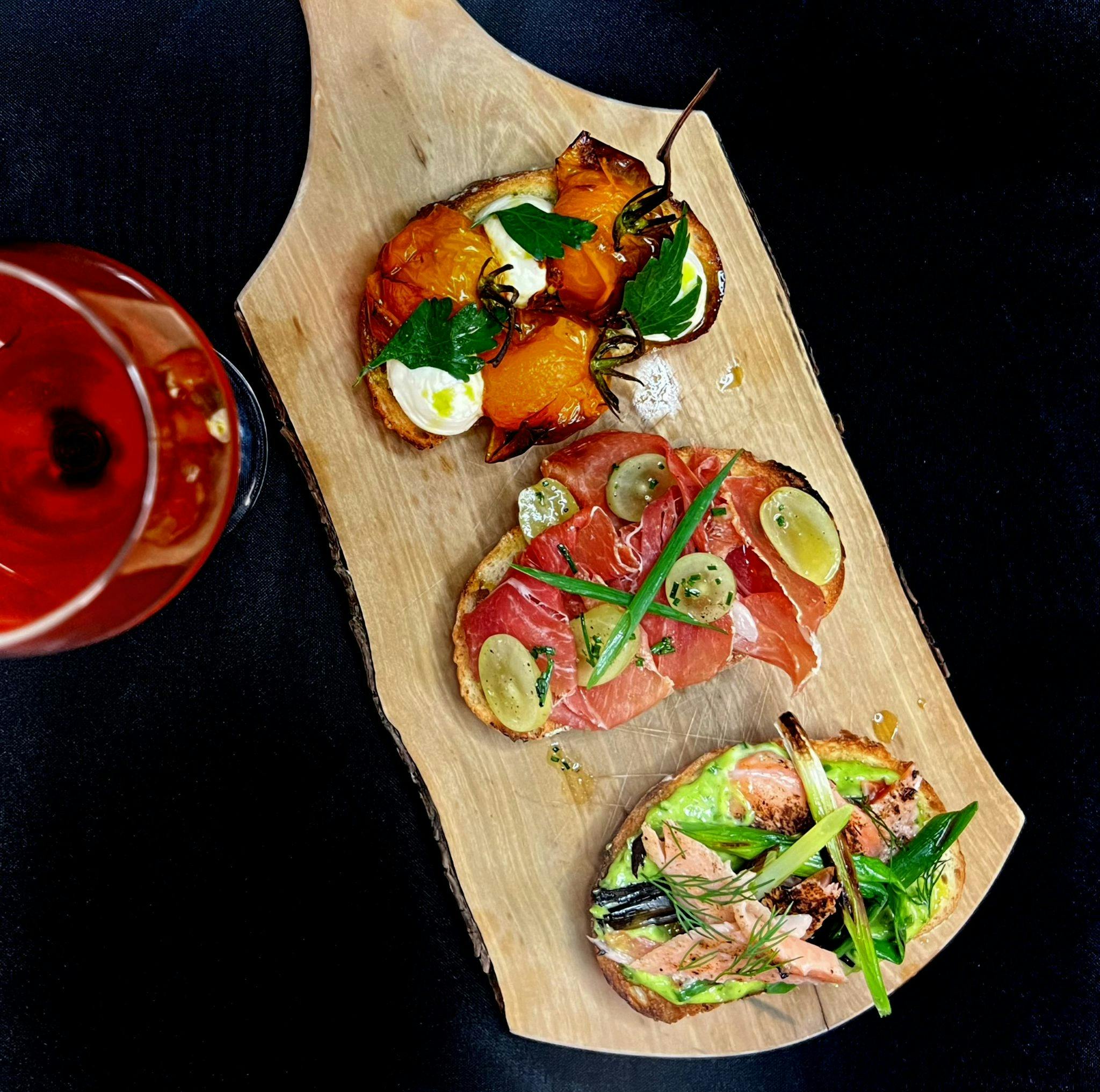 Photo of bruschetta on a board