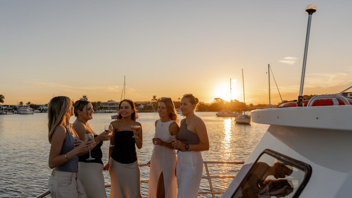 Sunset with a group of friends on the water