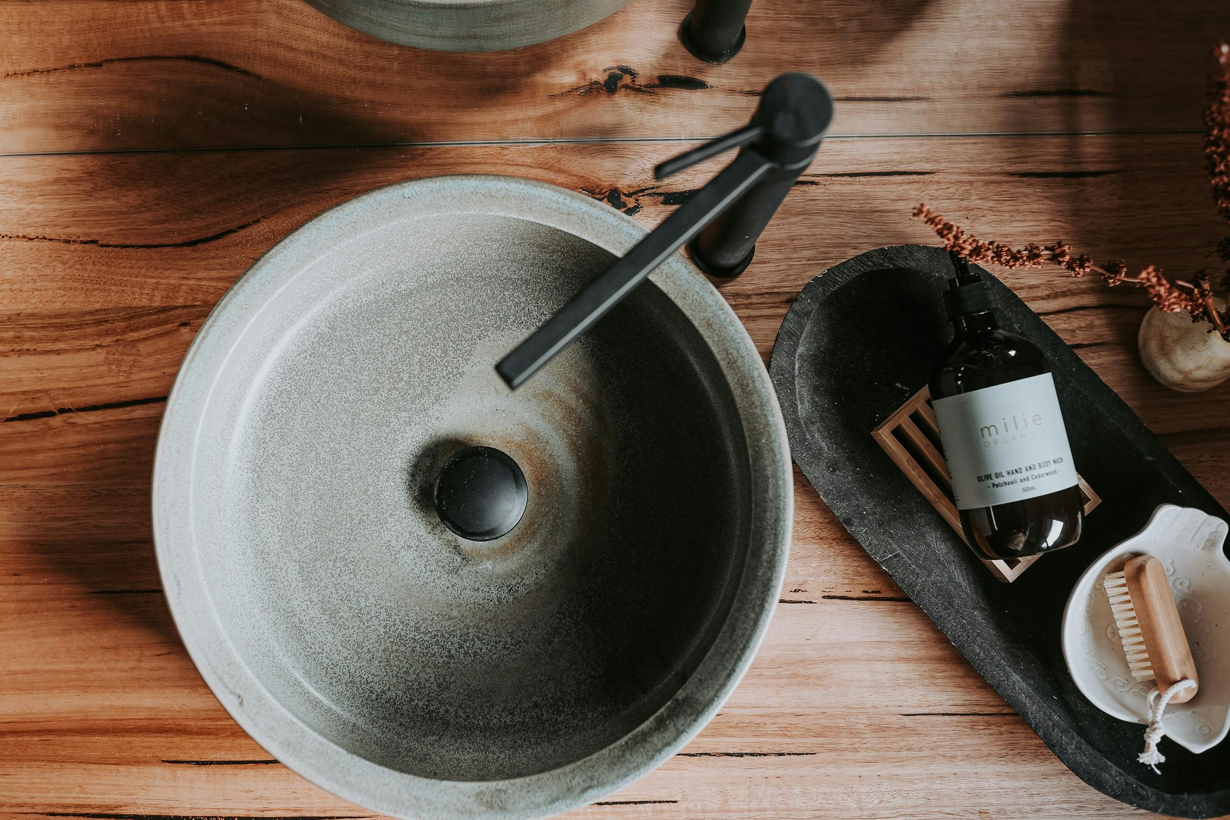 Hand crafted ceramic basin from Lindsey Wherrett