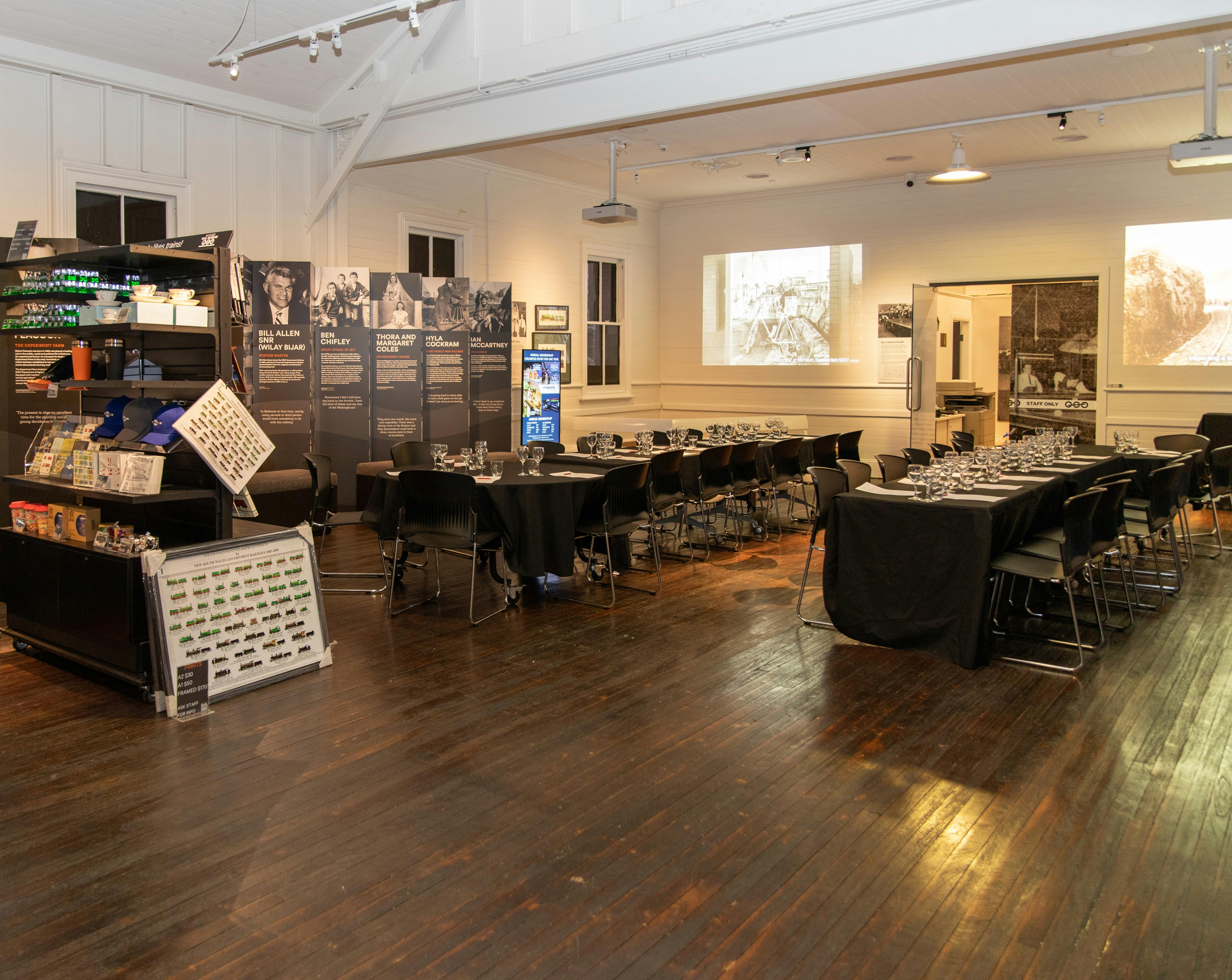 Dining area set up in the Bathurst Railway Museum